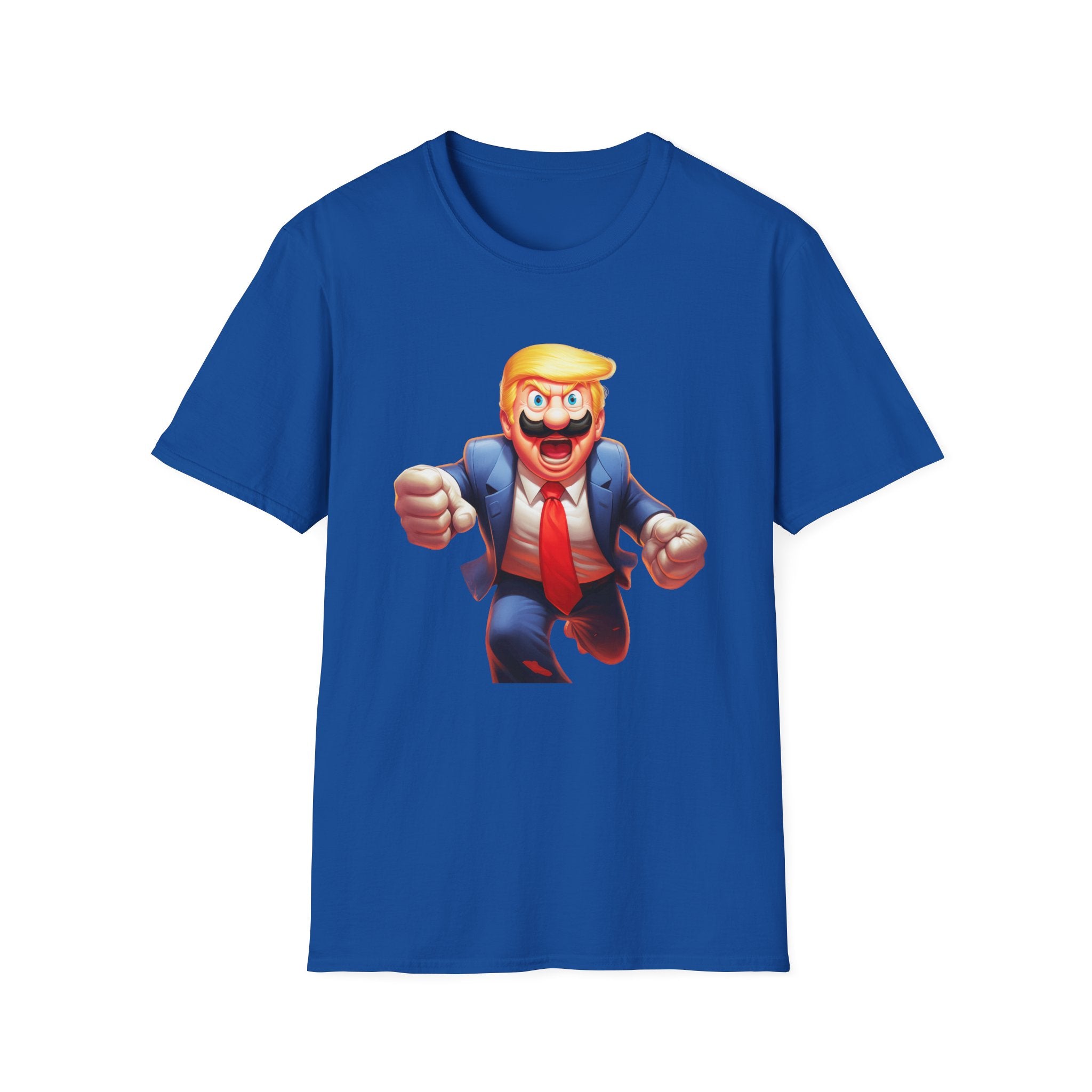 Cartoon Politician Chase T-Shirt – Funny Trump-Style Character Graphic Tee