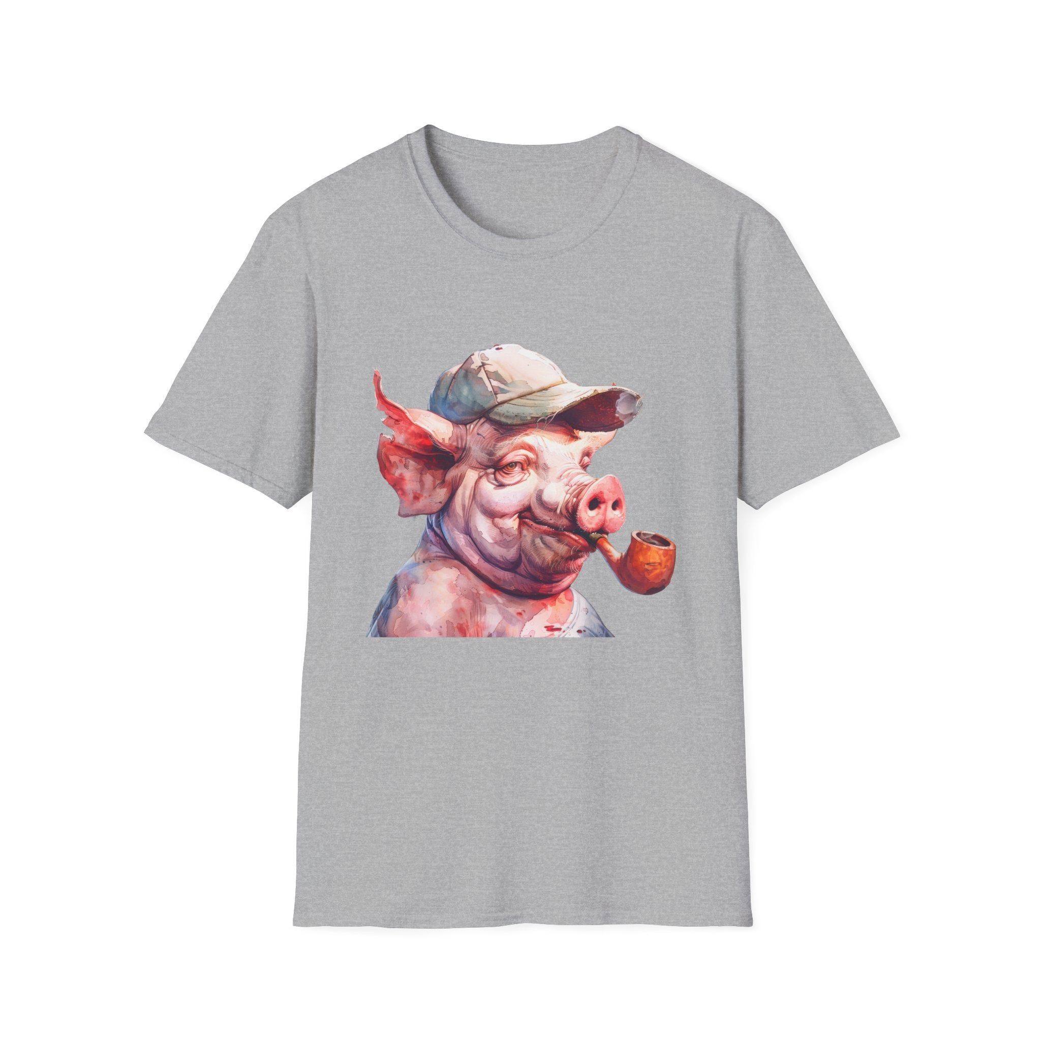 Pig With Cap T-Shirt — Whimsical Smoking Pig Graphic Tee