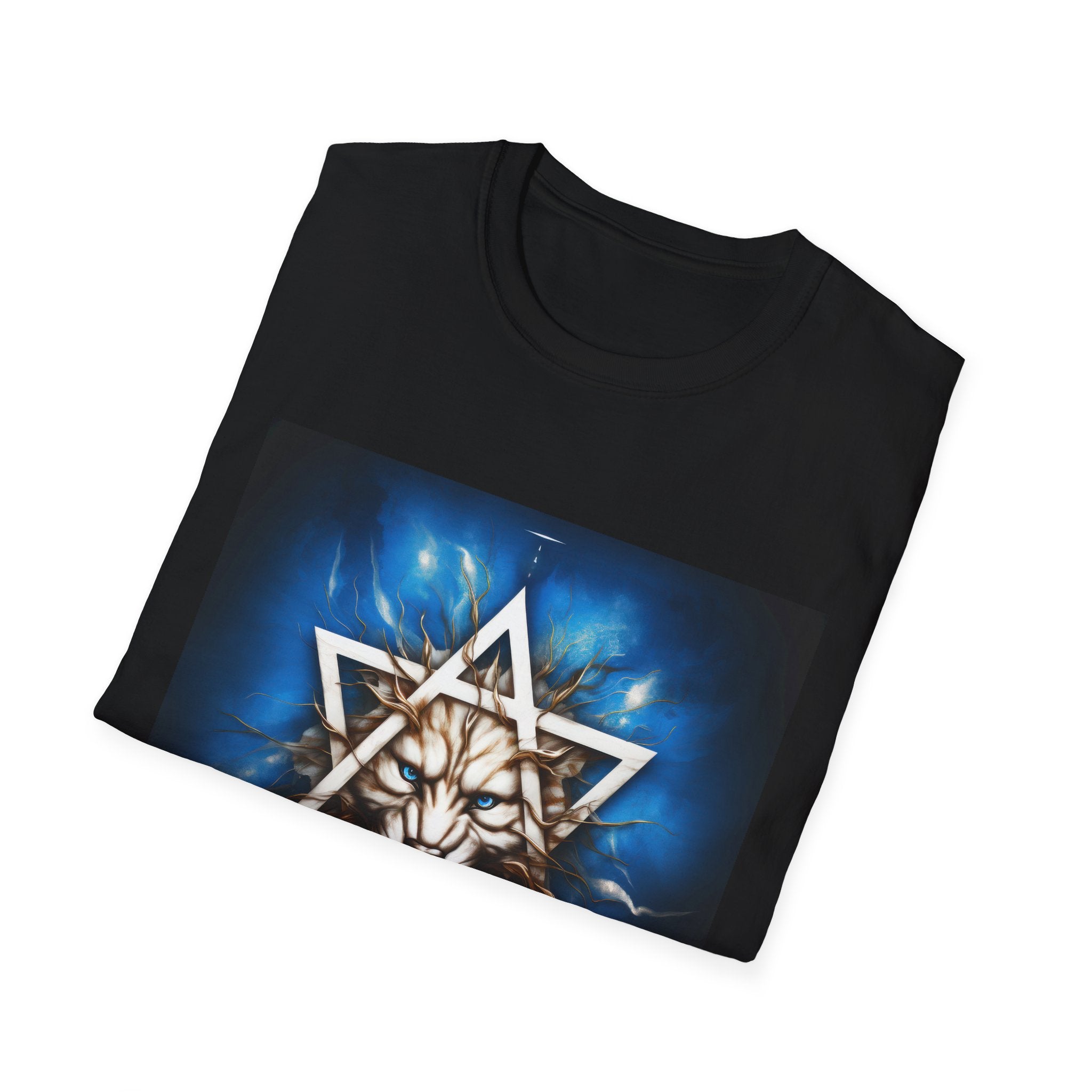 Wolf Star Graphic T‑Shirt — Mystic Geometric Lion/Wolf Design