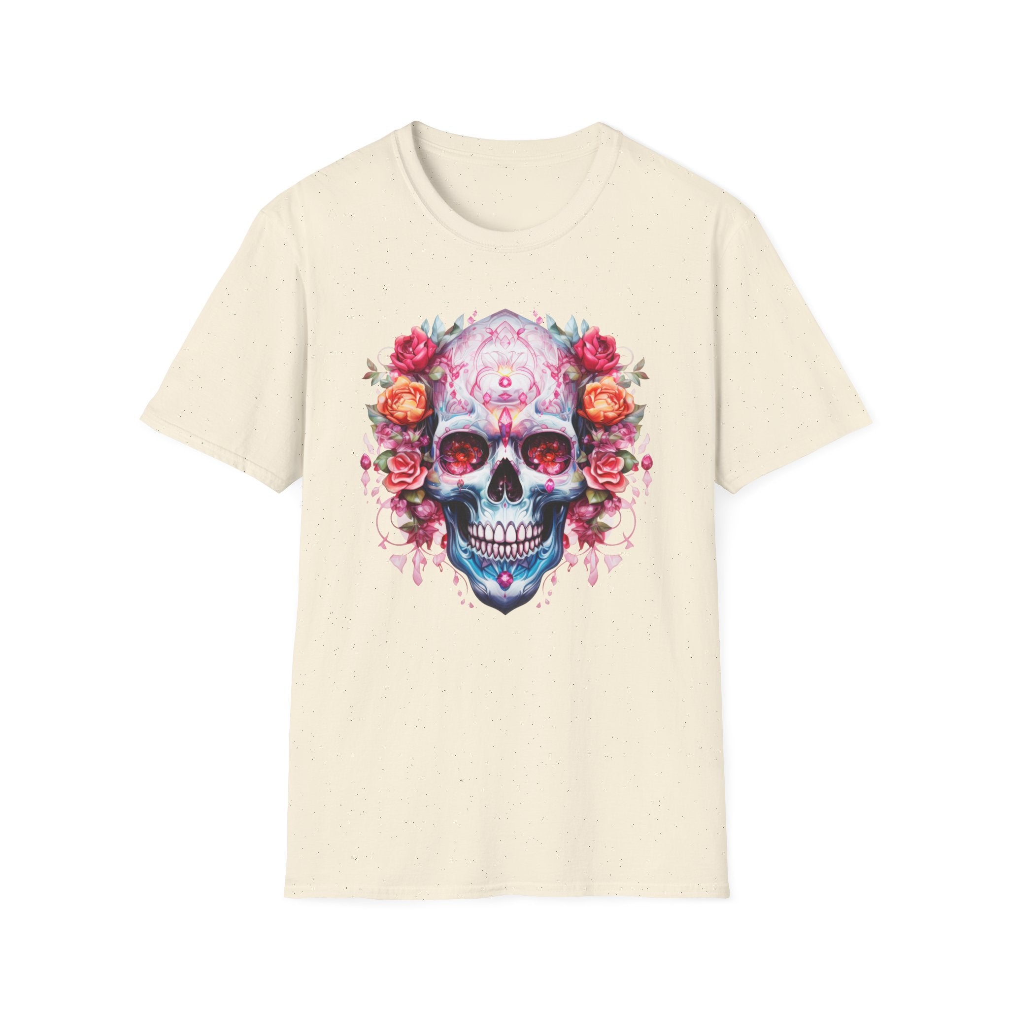 Floral Sugar Skull T-Shirt — Day of the Dead Skull Tee with Roses