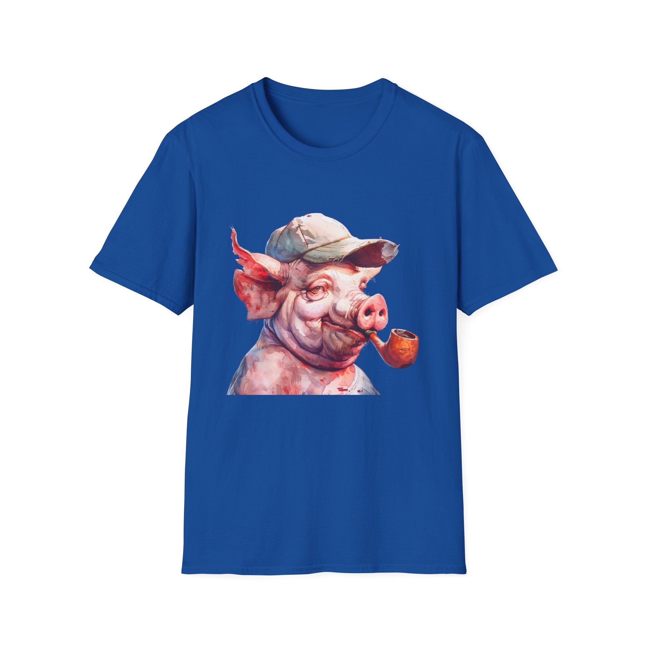 Pig With Cap T-Shirt — Whimsical Smoking Pig Graphic Tee