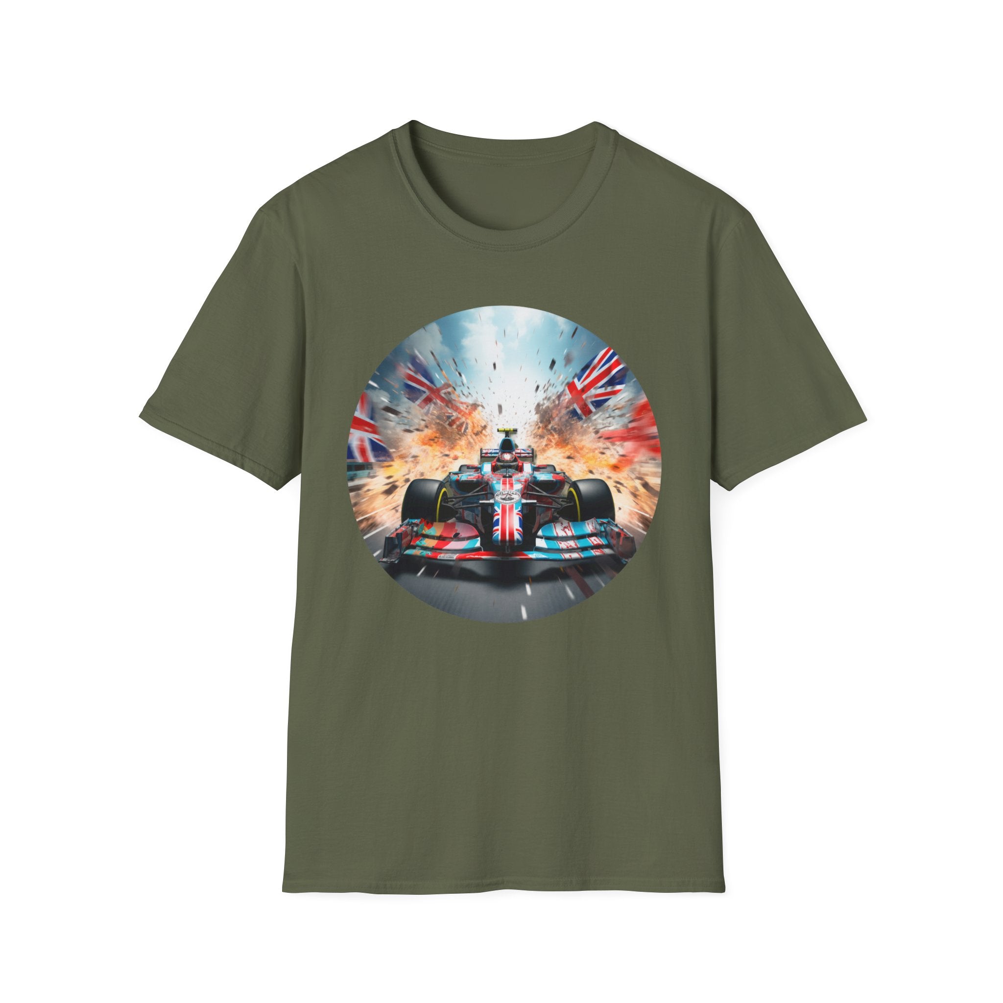 Racing Car T-Shirt — Explosive British Grand Prix Motorsport Design