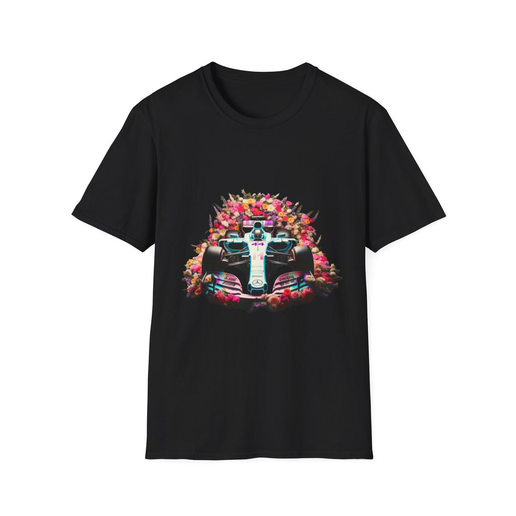 Racing Floral T-Shirt - Colorful Formula Car Graphic Tee