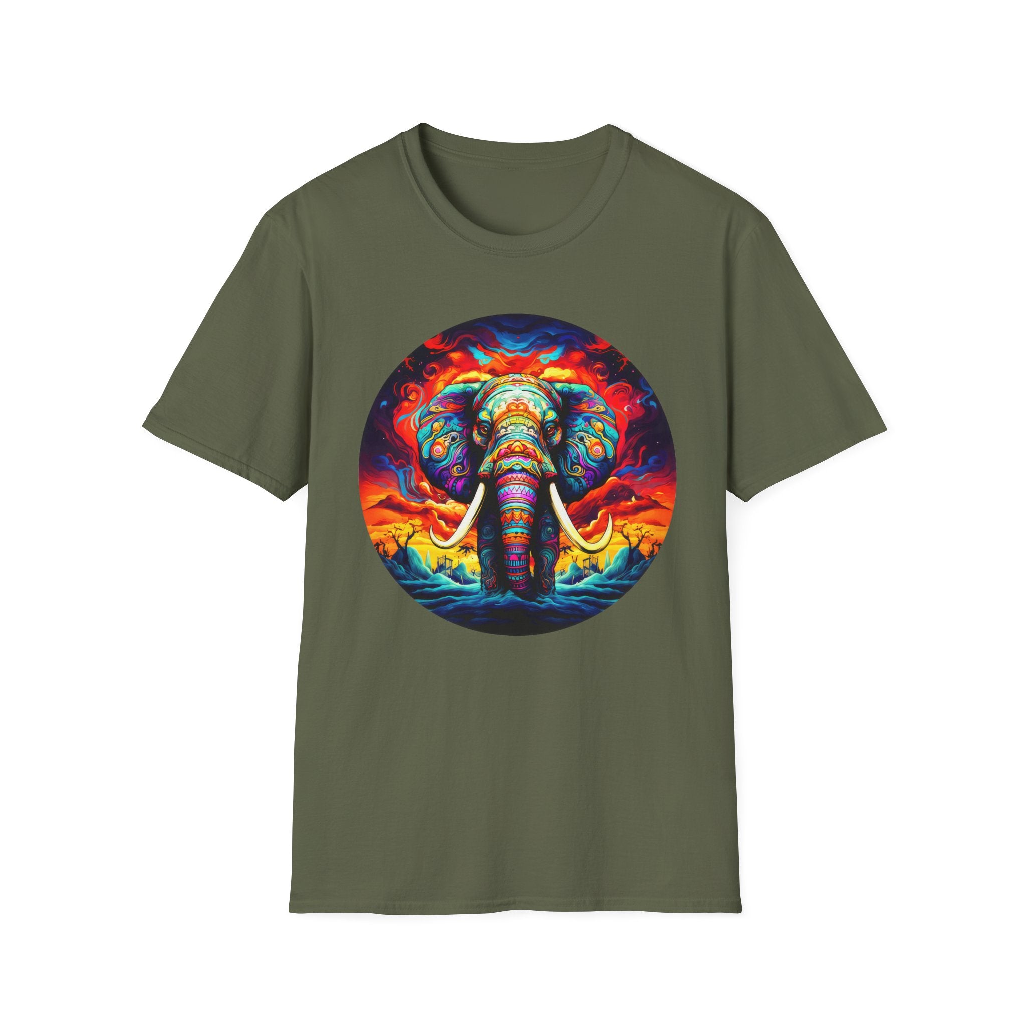 Elephant Mandala T-Shirt — Vibrant Psychedelic Elephant Graphic