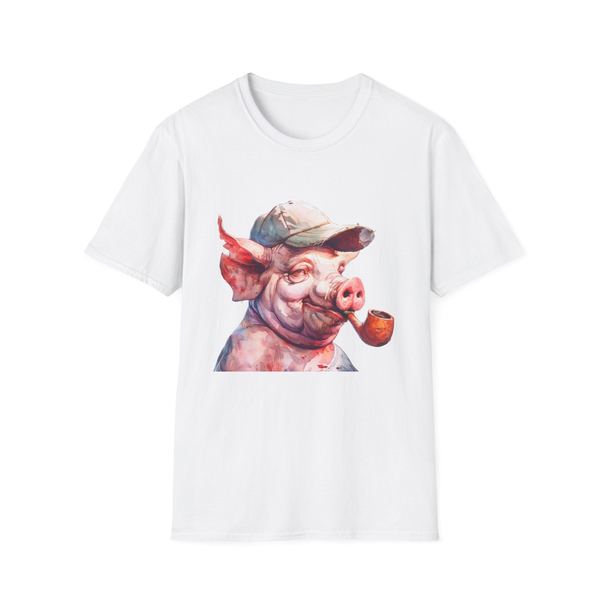 Pig With Cap T-Shirt — Whimsical Smoking Pig Graphic Tee