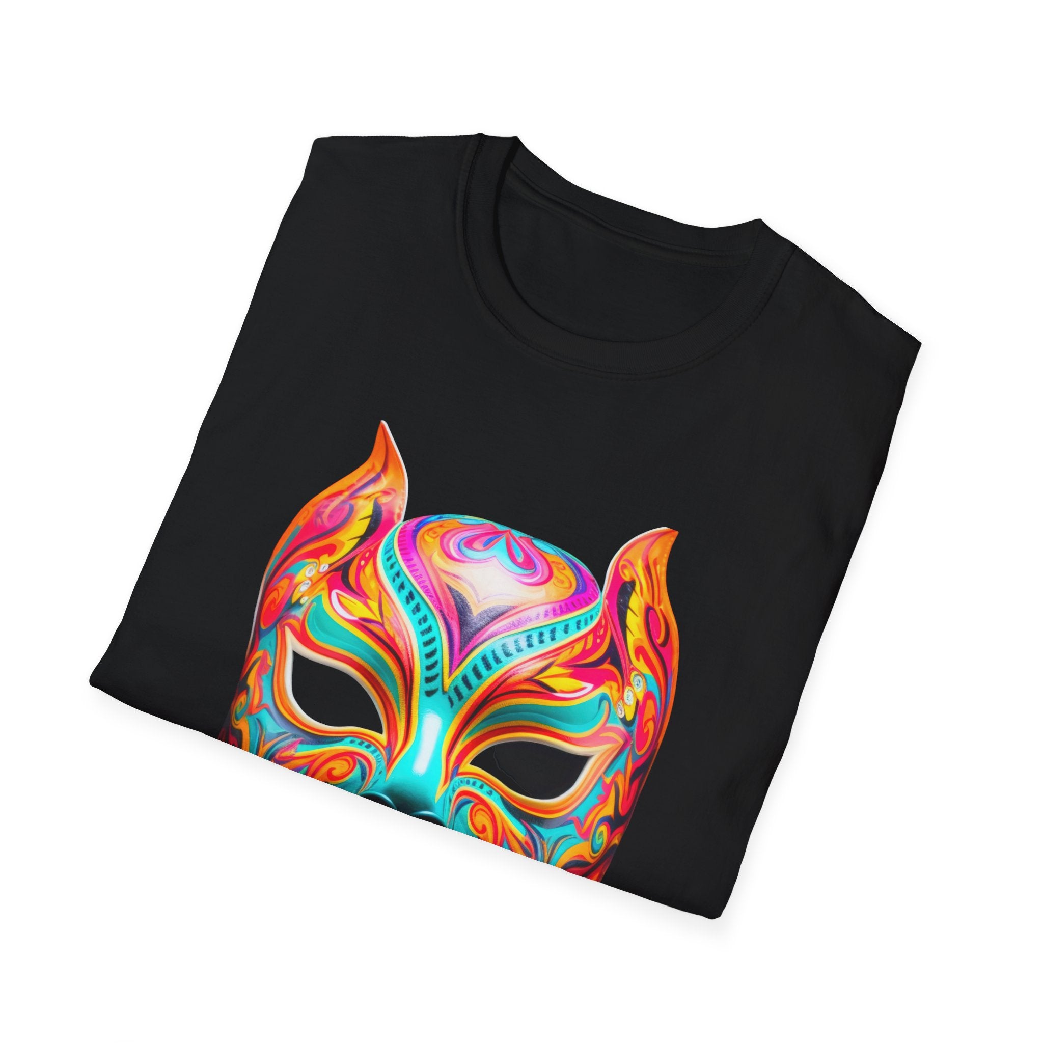 Colorful Lucha Mask T-Shirt — Vibrant Mexican Wrestling Mask Tee