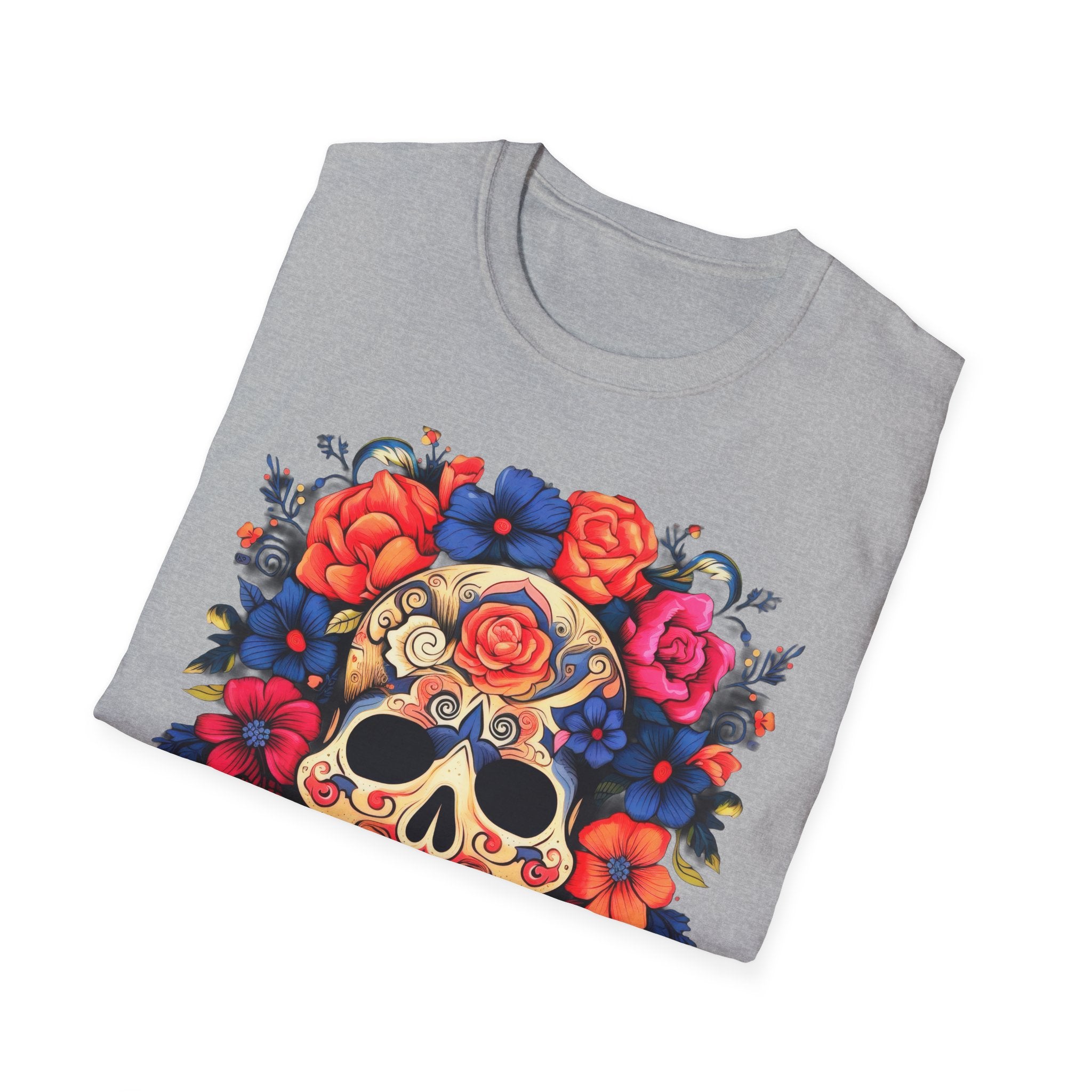 Sugar Skull Floral T-Shirt — Day of the Dead Calavera Tee