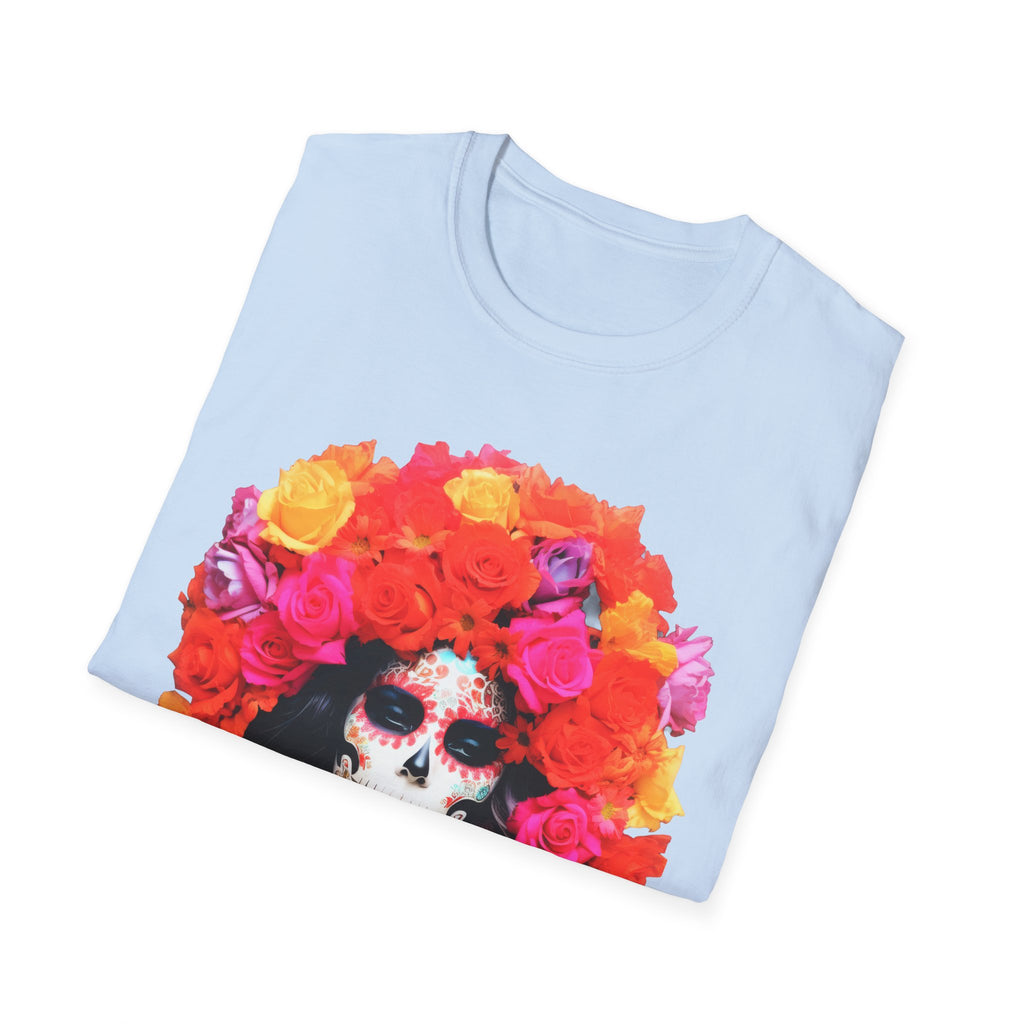 Day of the Dead Sugar Skull Woman T-Shirt - Floral Calavera Tee