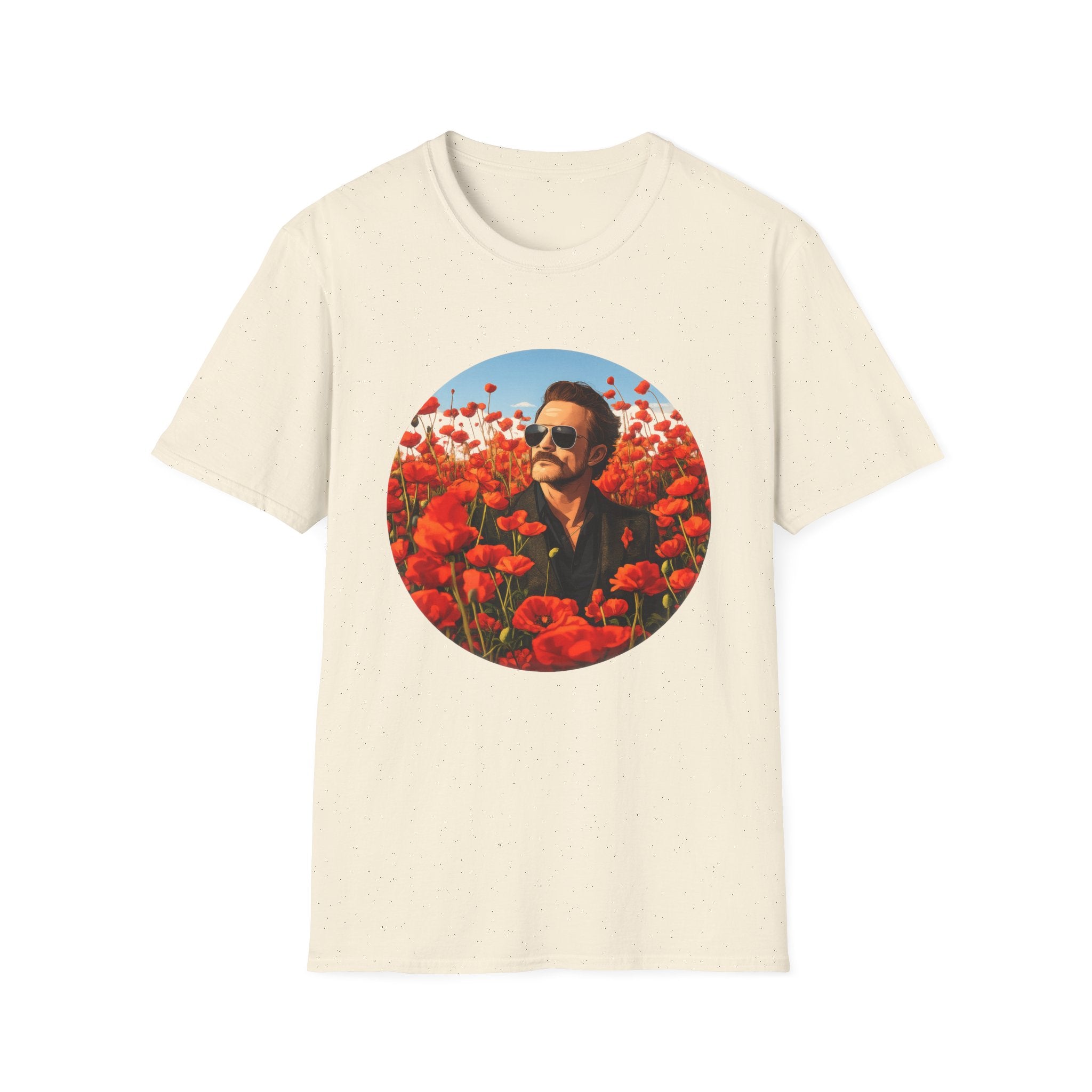 Retro Aviator Portrait T-Shirt — STP Scott in Poppy Field