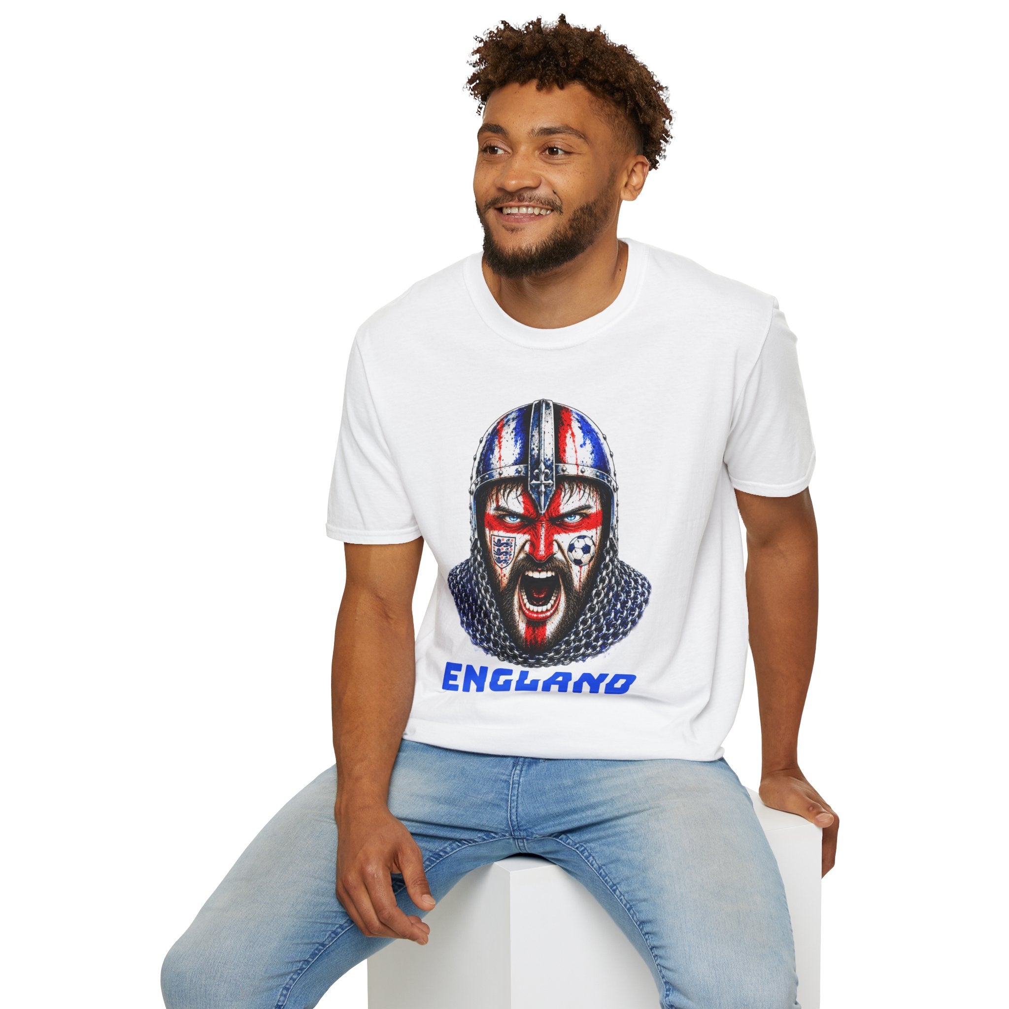 England Viking Helmet T‑Shirt — Facepaint Football Fan Tee