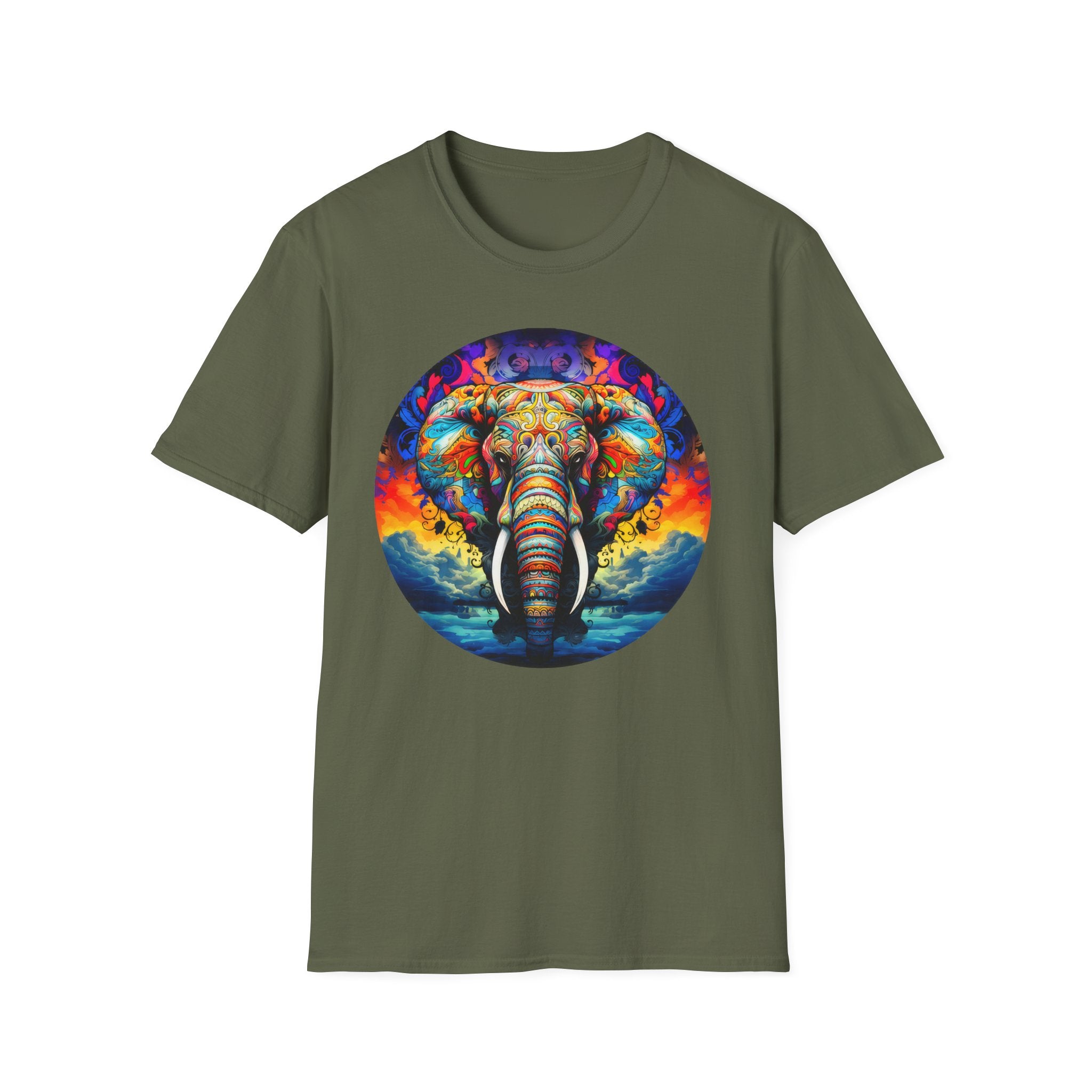 Psychedelic Elephant T-Shirt — Colorful Mandala Animal Tee