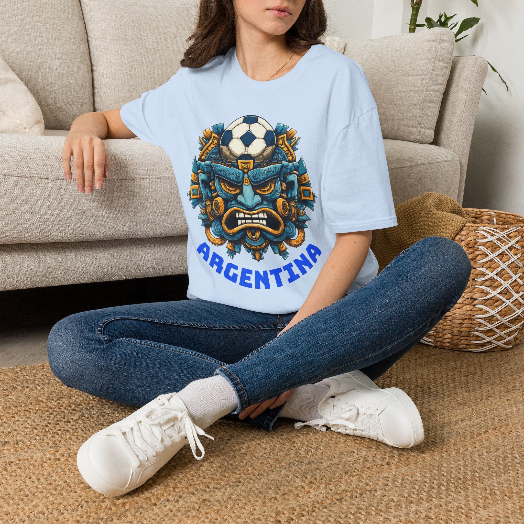 Argentina Soccer Aztec Mask T‑Shirt