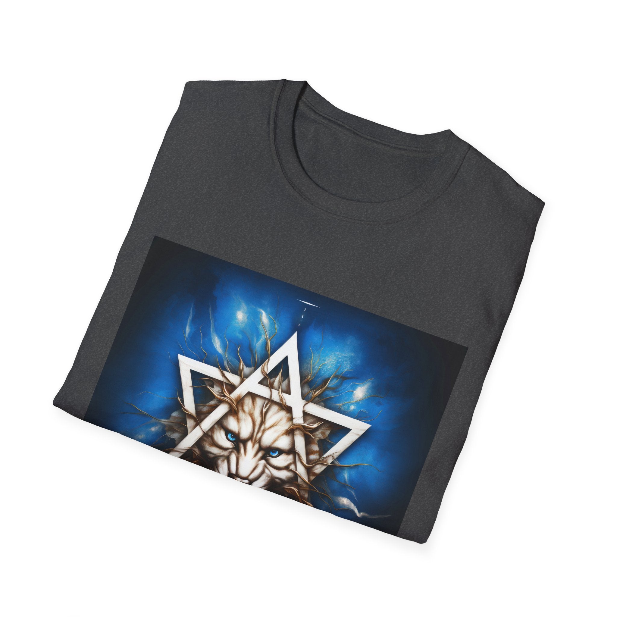 Wolf Star Graphic T‑Shirt — Mystic Geometric Lion/Wolf Design
