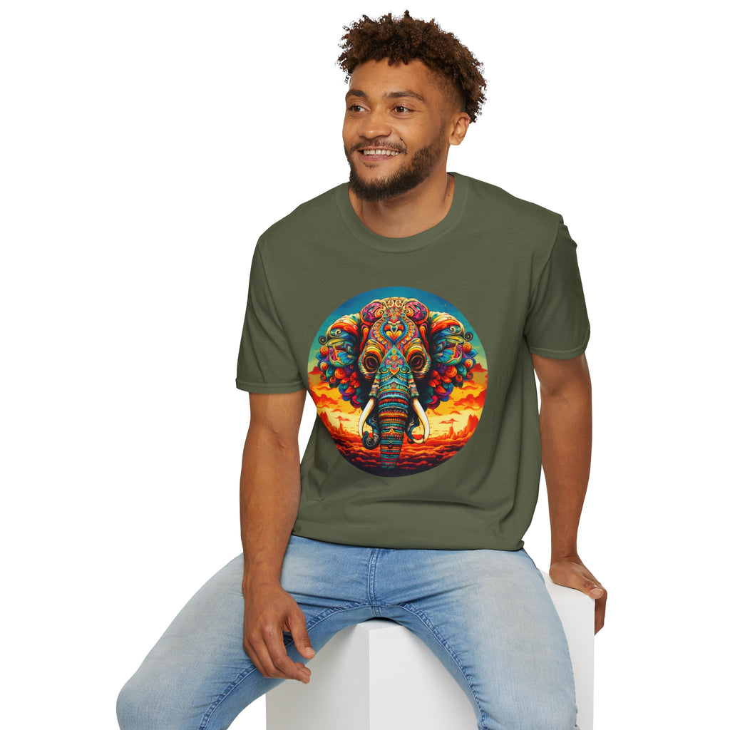 Colorful Mandala Elephant T-Shirt — Psychedelic Animal Art Tee