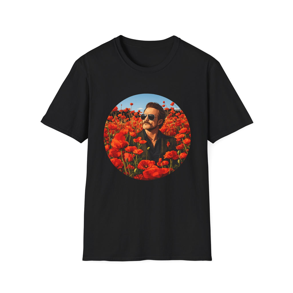Retro Aviator Portrait T-Shirt — STP Scott in Poppy Field