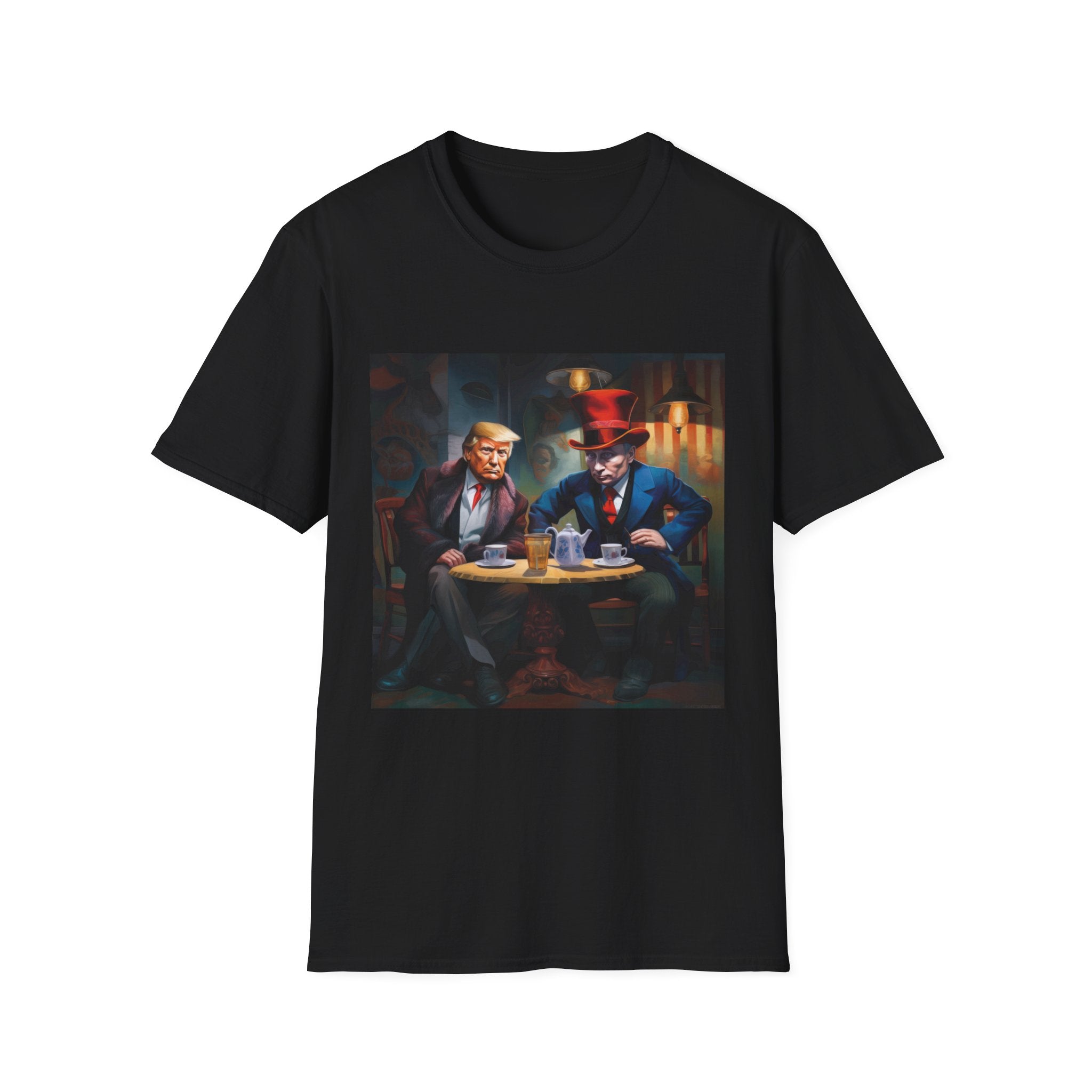 T-Shirt — Vintage Poker Night Print: Two Gentlemen Playing Cards & Drinks