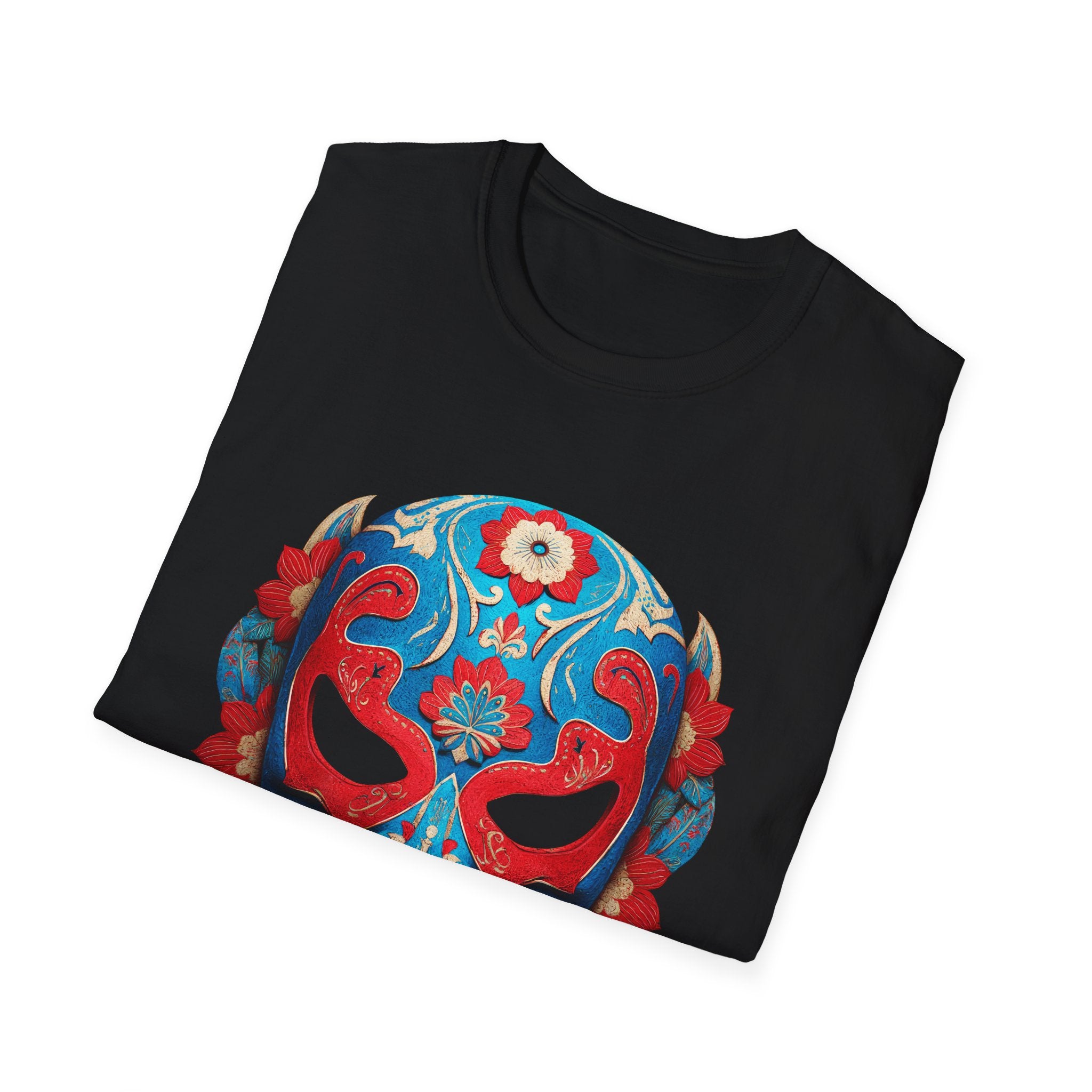 Blue & Red Mexican Wrestling Mask T-Shirt