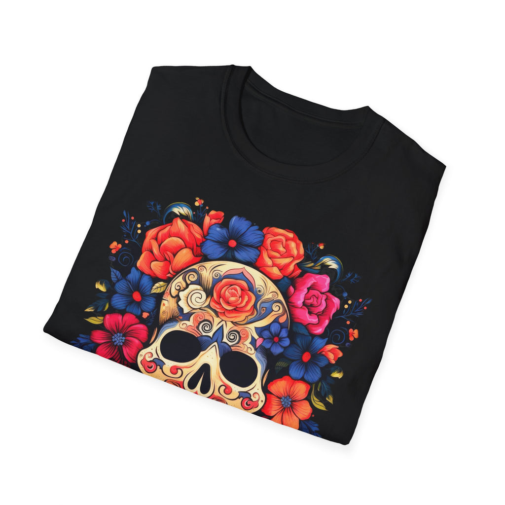 Sugar Skull Floral T-Shirt — Day of the Dead Calavera Tee