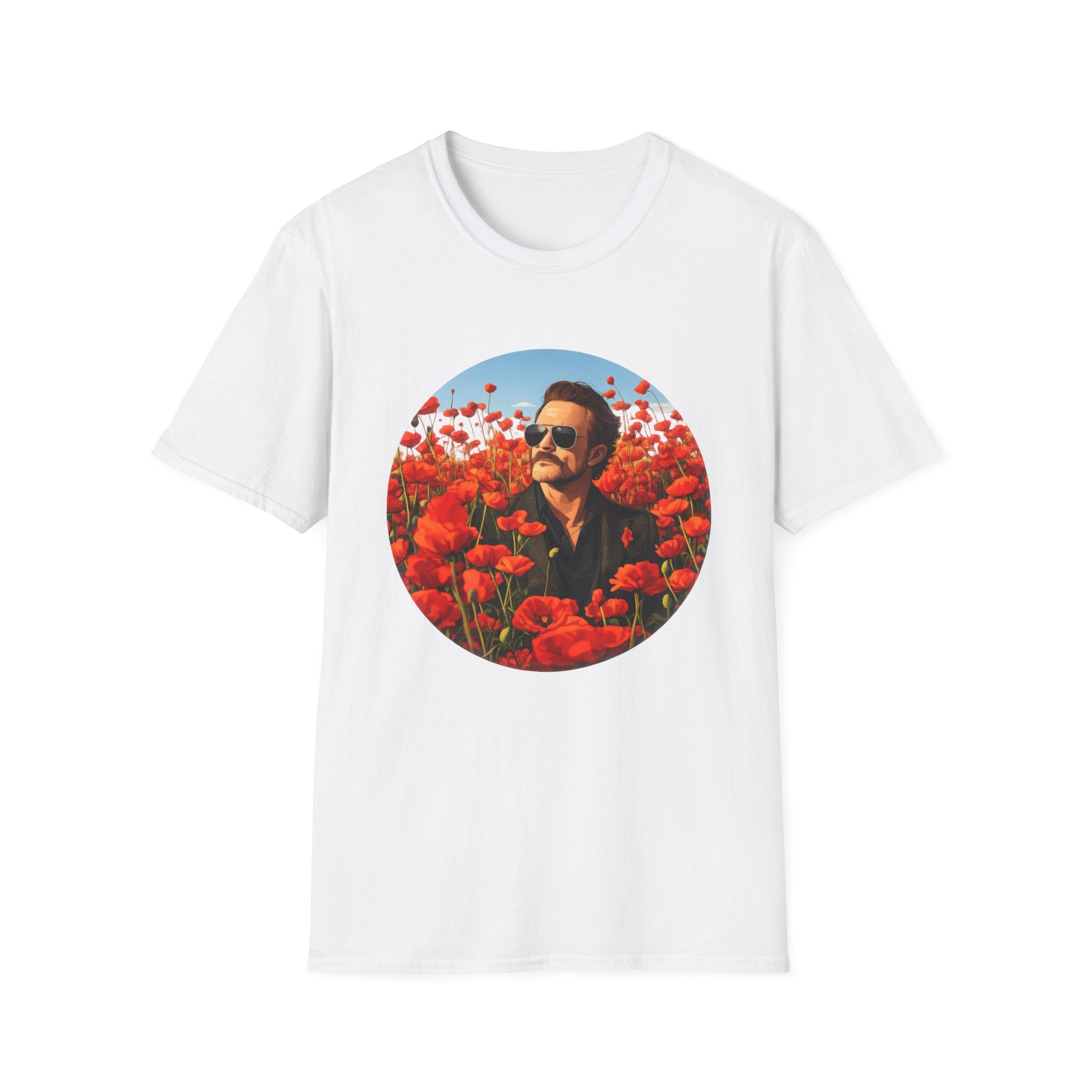 Retro Aviator Portrait T-Shirt — STP Scott in Poppy Field