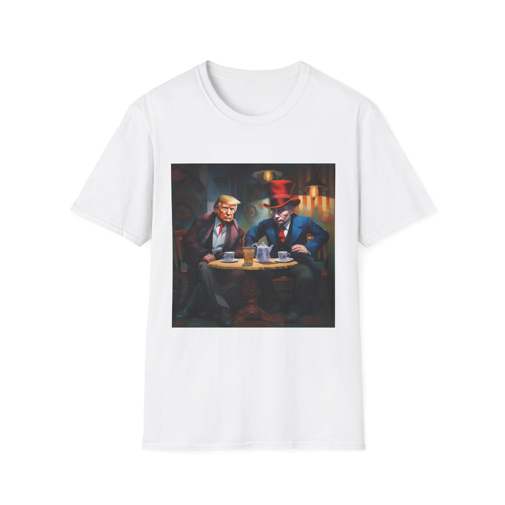 T-Shirt — Vintage Poker Night Print: Two Gentlemen Playing Cards & Drinks