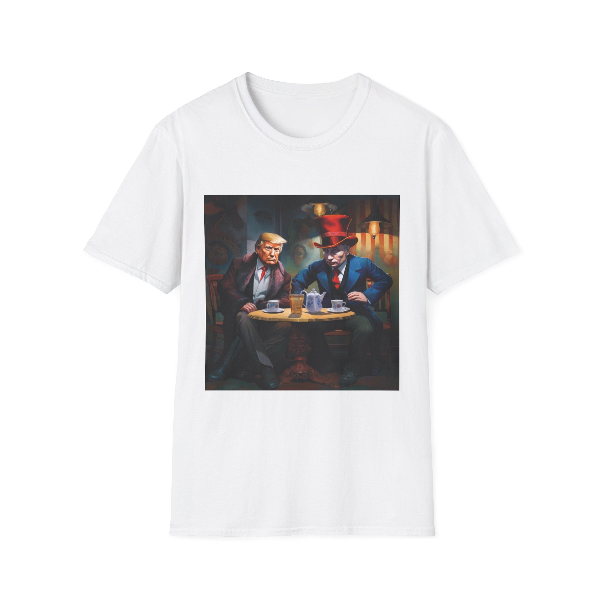 T-Shirt — Vintage Poker Night Print: Two Gentlemen Playing Cards & Drinks