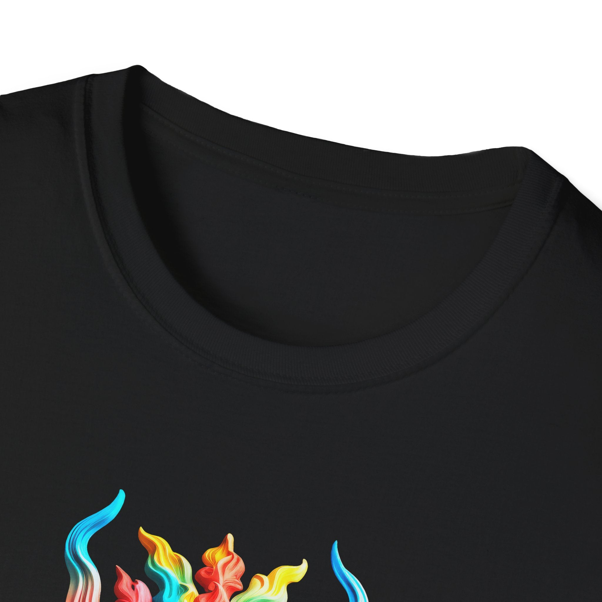 T-Shirt — Vibrant Mythic Demon Illustration with QR Code Back