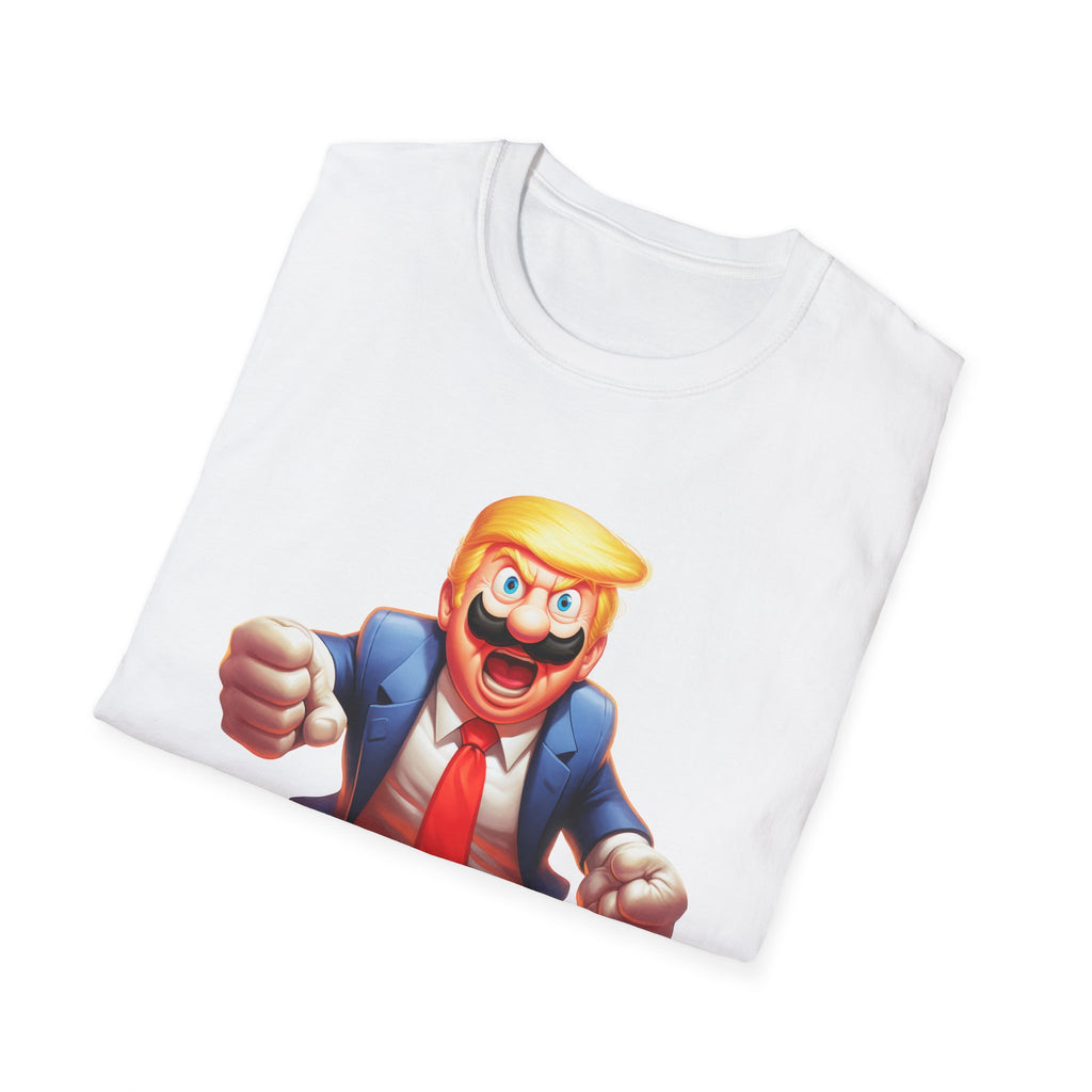 Cartoon Politician Chase T-Shirt – Funny Trump-Style Character Graphic Tee