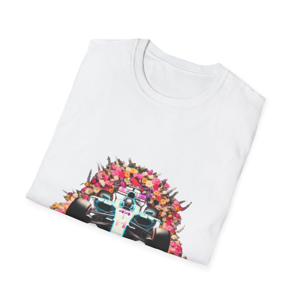 Racing Floral T-Shirt - Colorful Formula Car Graphic Tee
