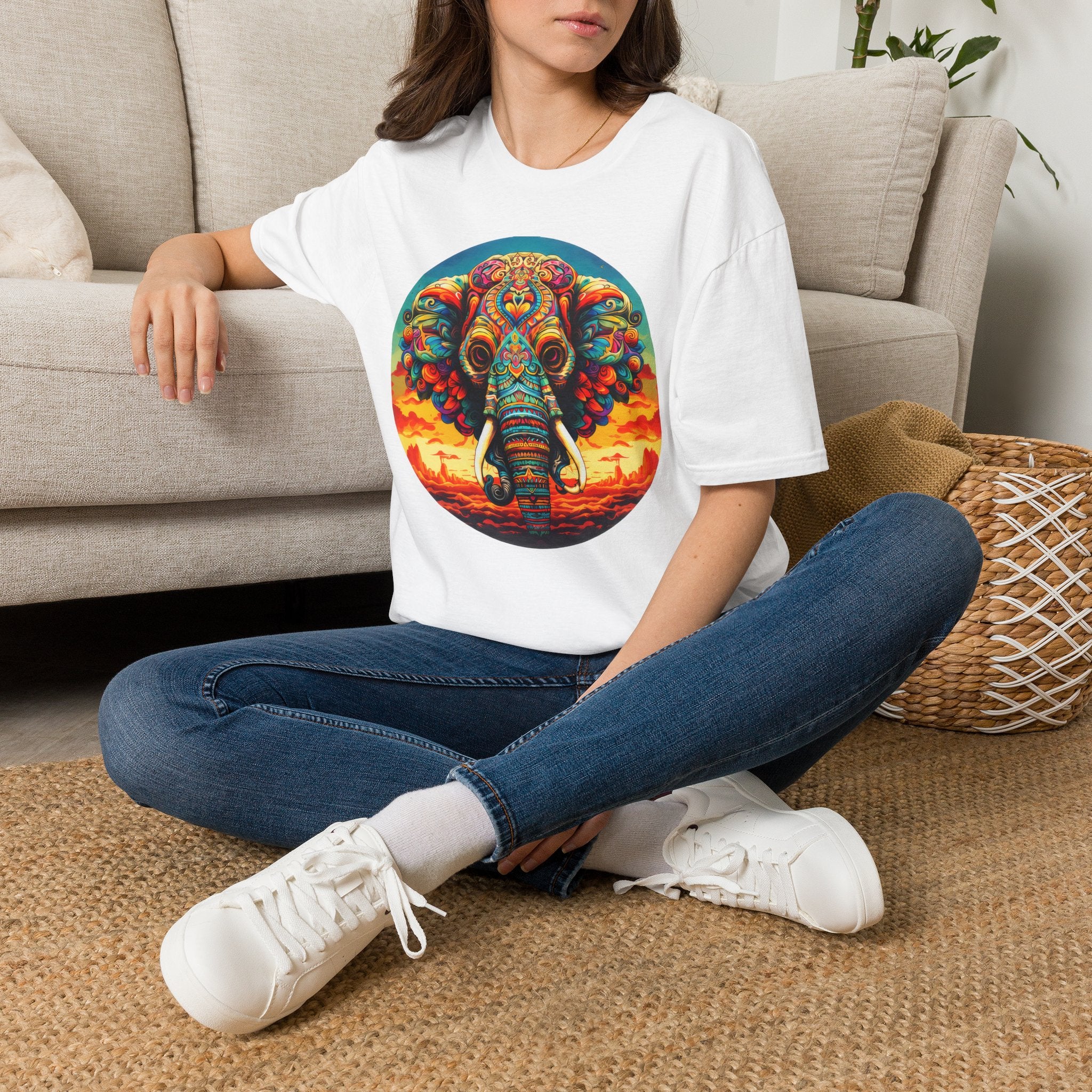 Colorful Mandala Elephant T-Shirt — Psychedelic Animal Art Tee