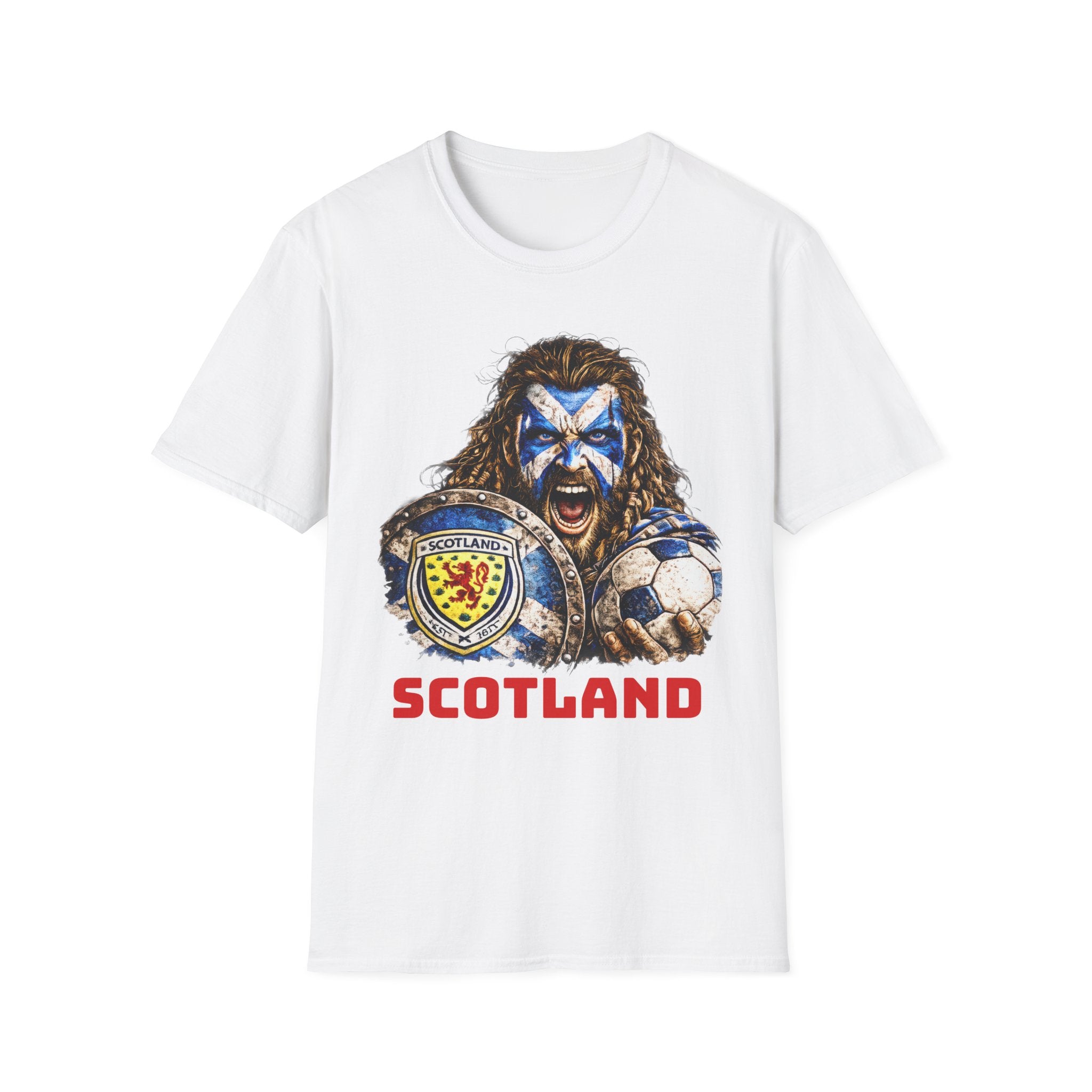 Scotland Warrior T-Shirt — Fierce Face Paint & Shield Scottish Pride Tee