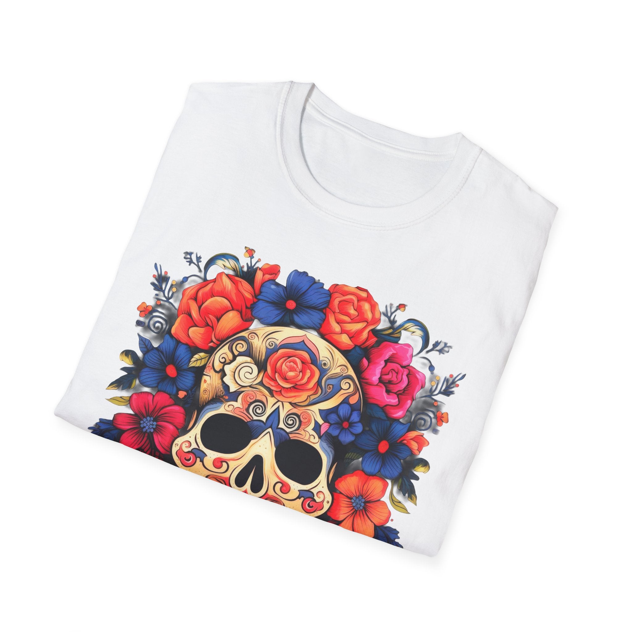 Sugar Skull Floral T-Shirt — Day of the Dead Calavera Tee