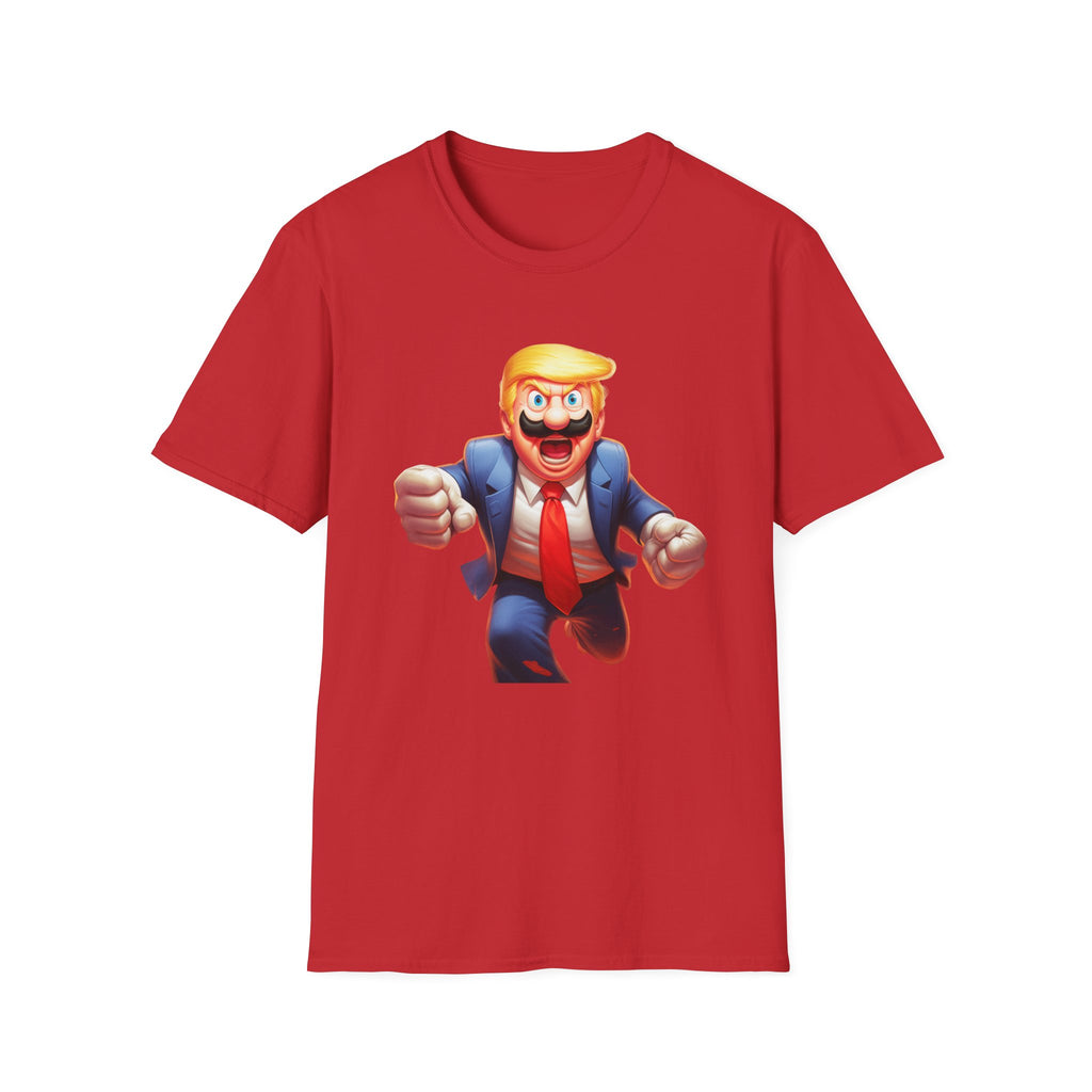 Cartoon Politician Chase T-Shirt – Funny Trump-Style Character Graphic Tee