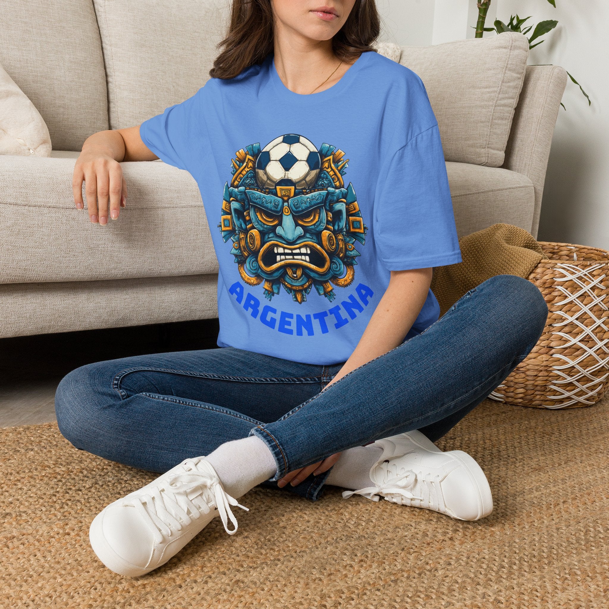 Argentina Soccer Aztec Mask T‑Shirt