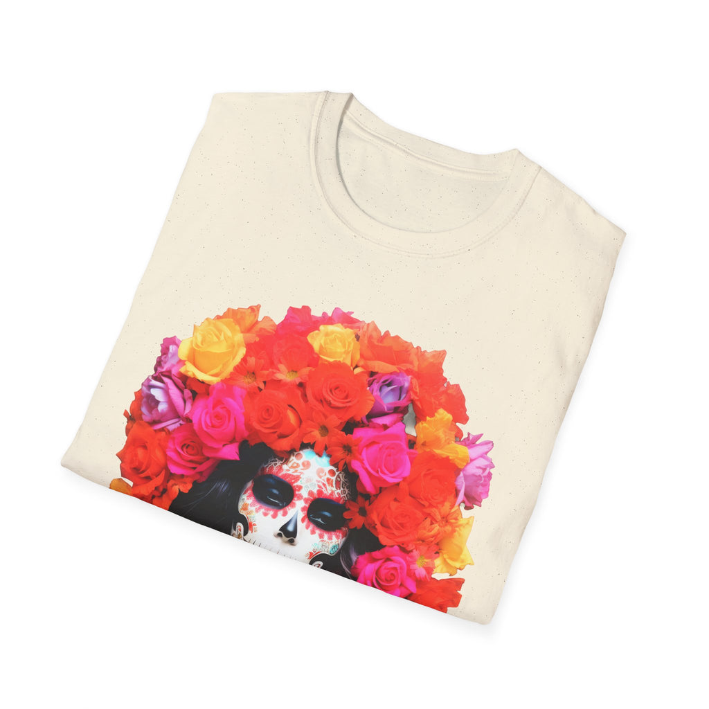 Day of the Dead Sugar Skull Woman T-Shirt - Floral Calavera Tee
