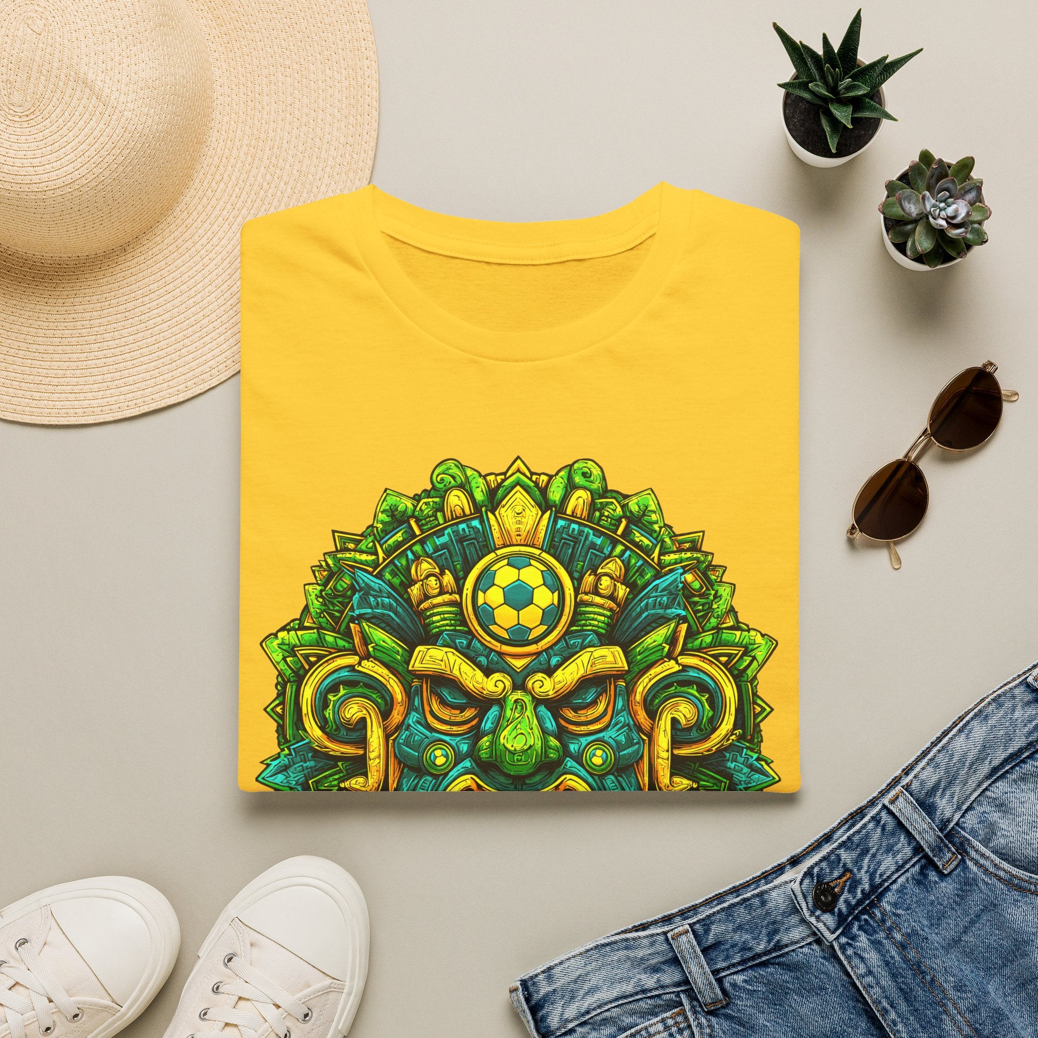 Brazilian Aztec Mask T-Shirt — Brasil Soccer Tribal Graphic Tee