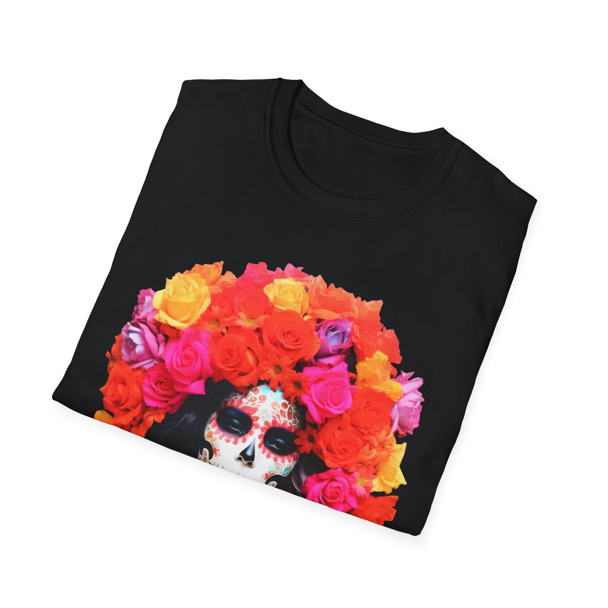 Day of the Dead Sugar Skull Woman T-Shirt - Floral Calavera Tee