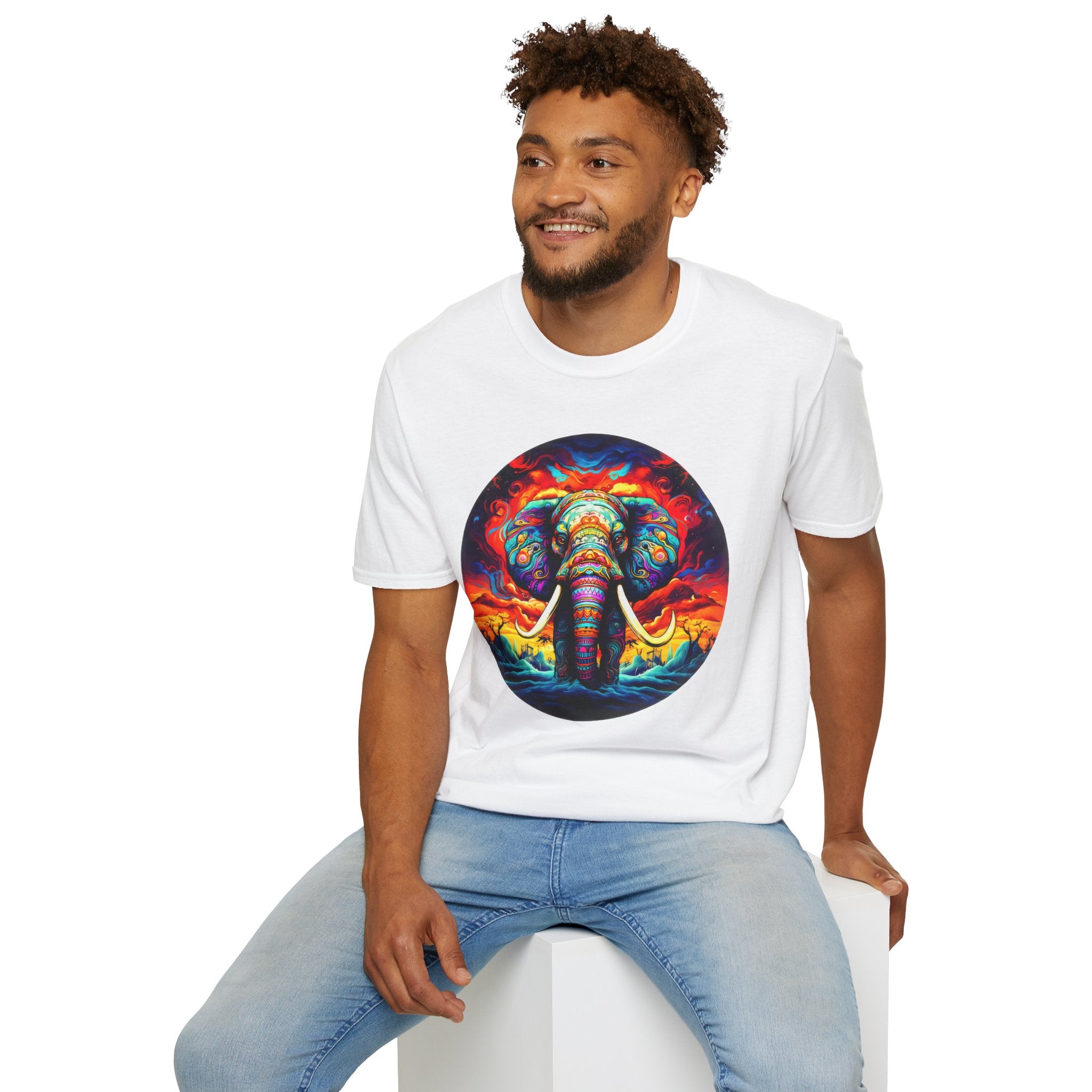 Elephant Mandala T-Shirt — Vibrant Psychedelic Elephant Graphic