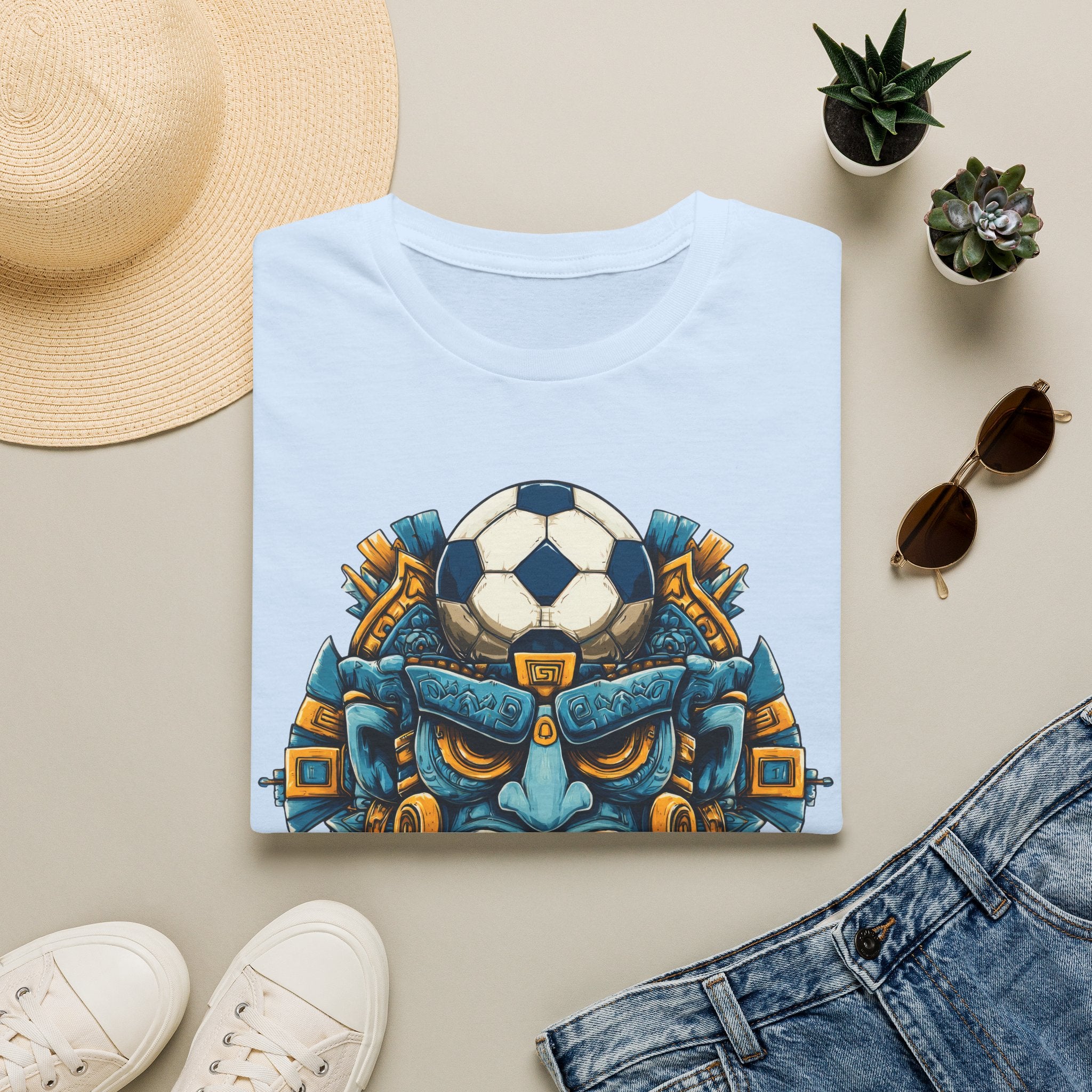Argentina Soccer Aztec Mask T‑Shirt