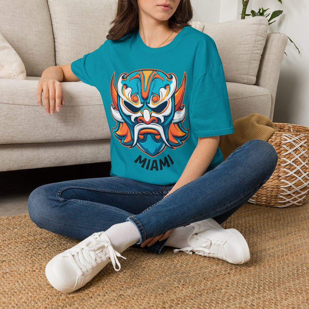 Miami Football Inspired Colorful Mask T‑Shirt