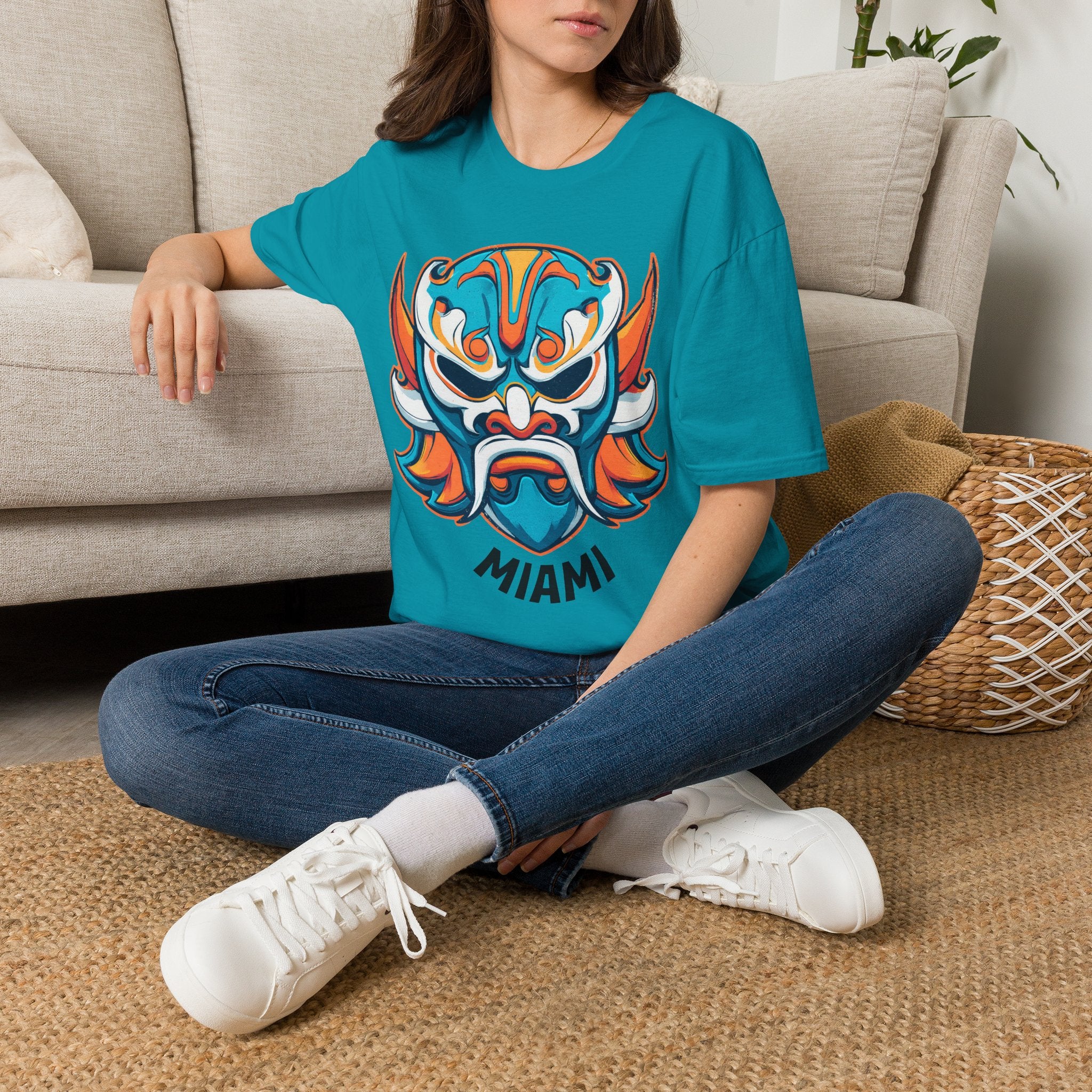 Miami Football Inspired Colorful Mask T‑Shirt