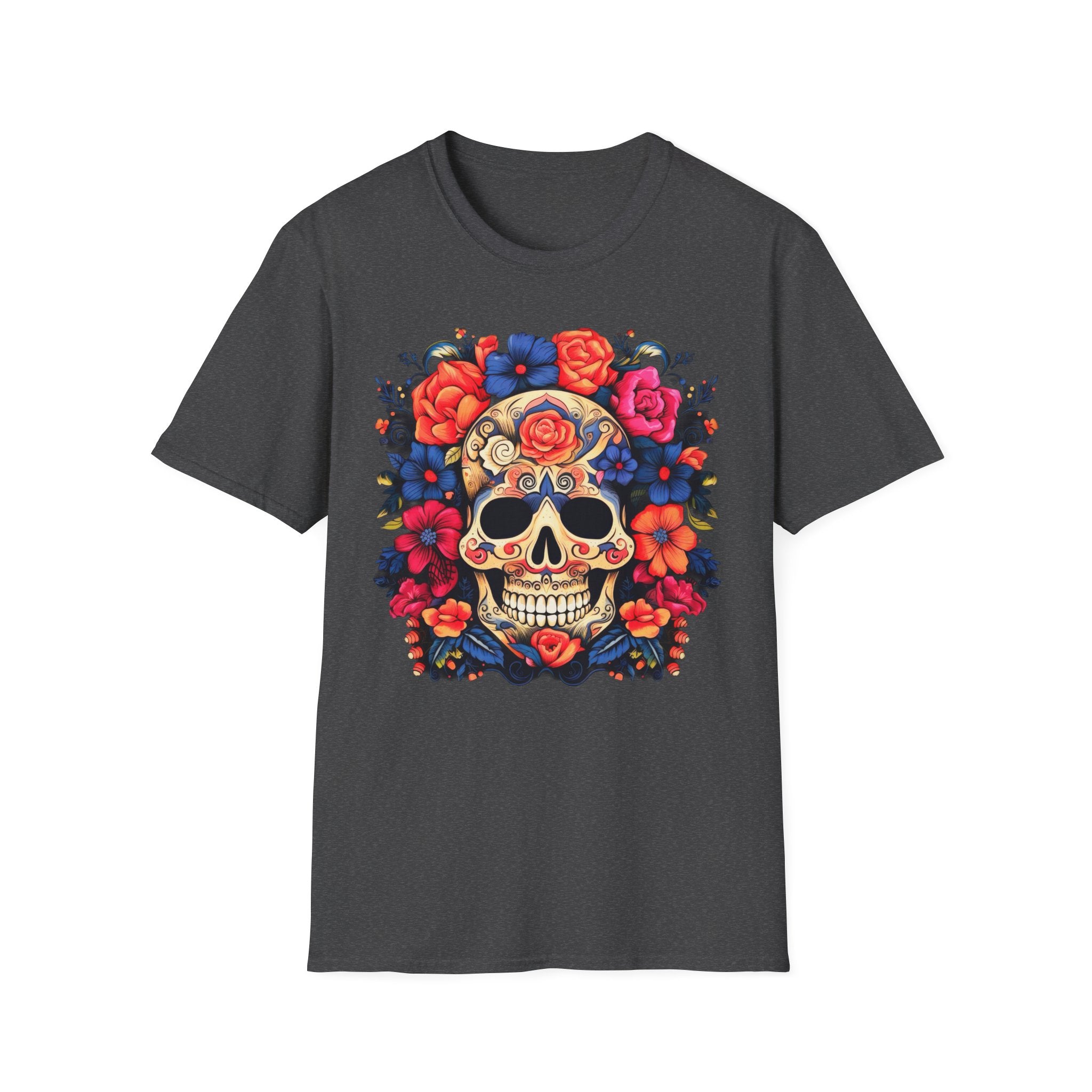 Sugar Skull Floral T-Shirt — Day of the Dead Calavera Tee
