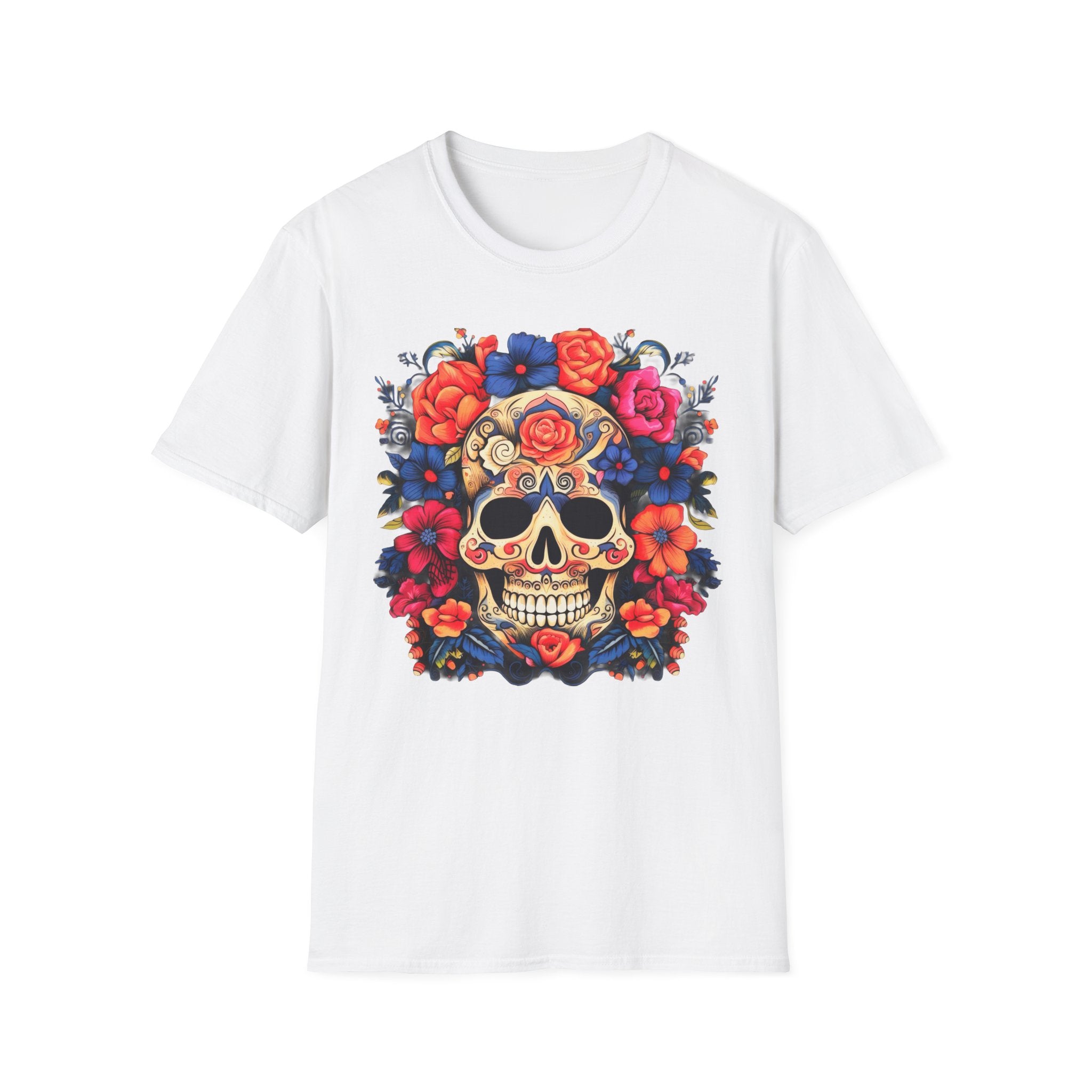 Sugar Skull Floral T-Shirt — Day of the Dead Calavera Tee