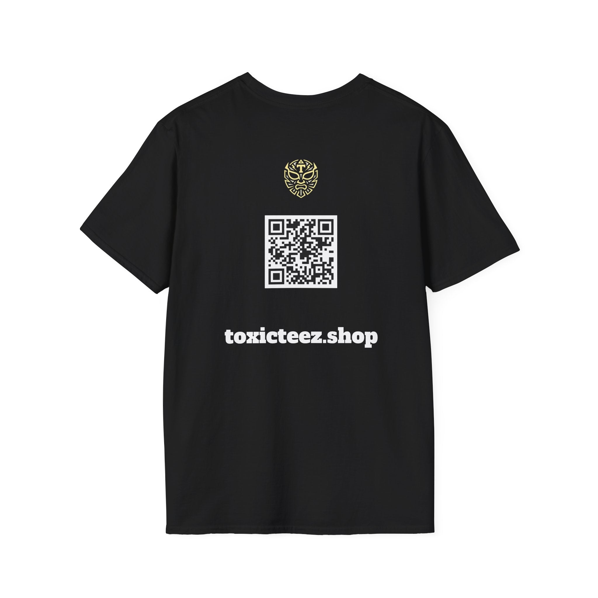 T-Shirt — Vibrant Mythic Demon Illustration with QR Code Back