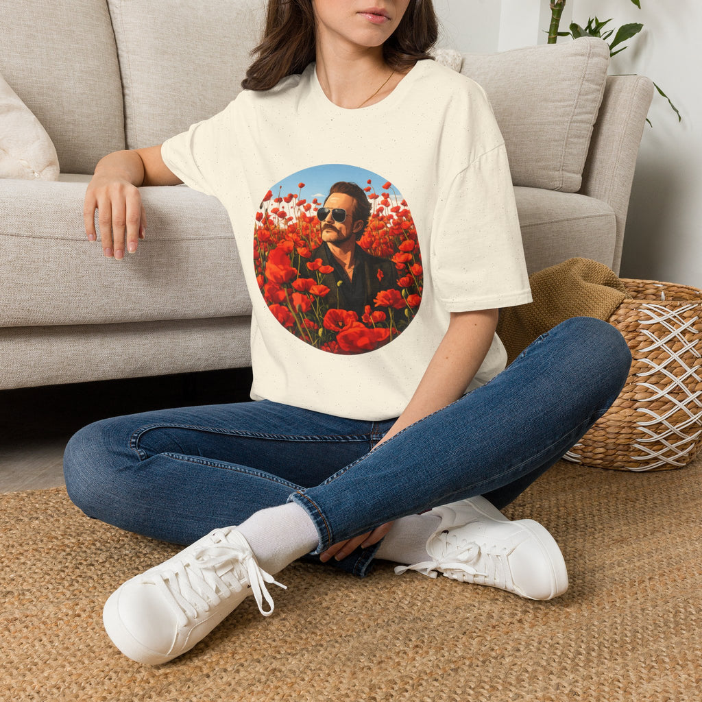 Retro Aviator Portrait T-Shirt — STP Scott in Poppy Field