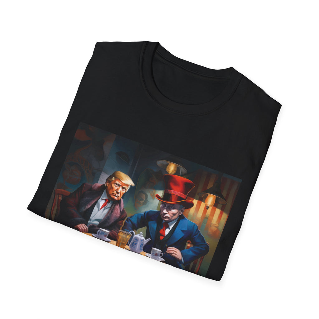 T-Shirt — Vintage Poker Night Print: Two Gentlemen Playing Cards & Drinks