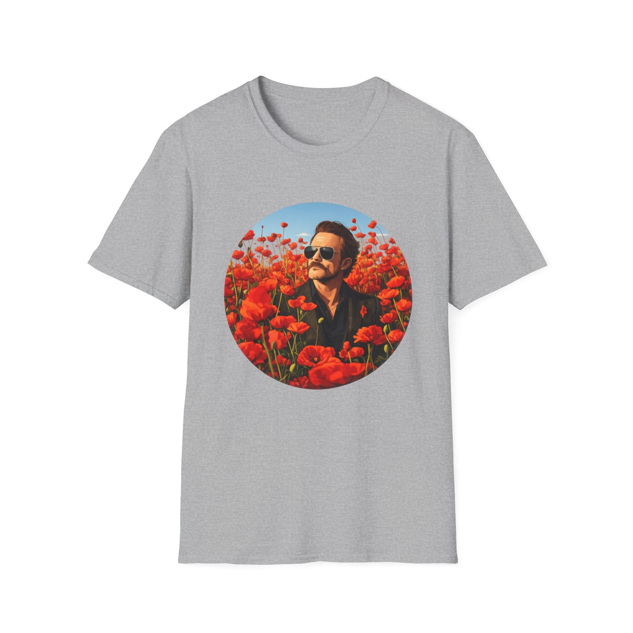 Retro Aviator Portrait T-Shirt — STP Scott in Poppy Field
