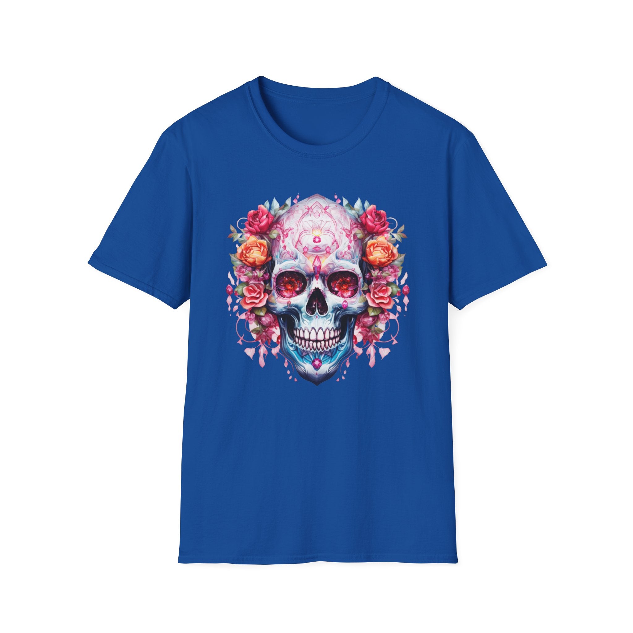 Floral Sugar Skull T-Shirt — Day of the Dead Skull Tee with Roses