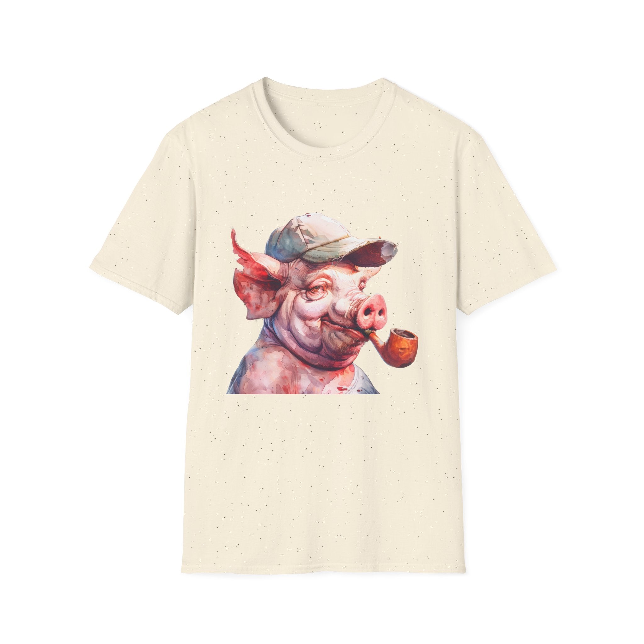 Pig With Cap T-Shirt — Whimsical Smoking Pig Graphic Tee