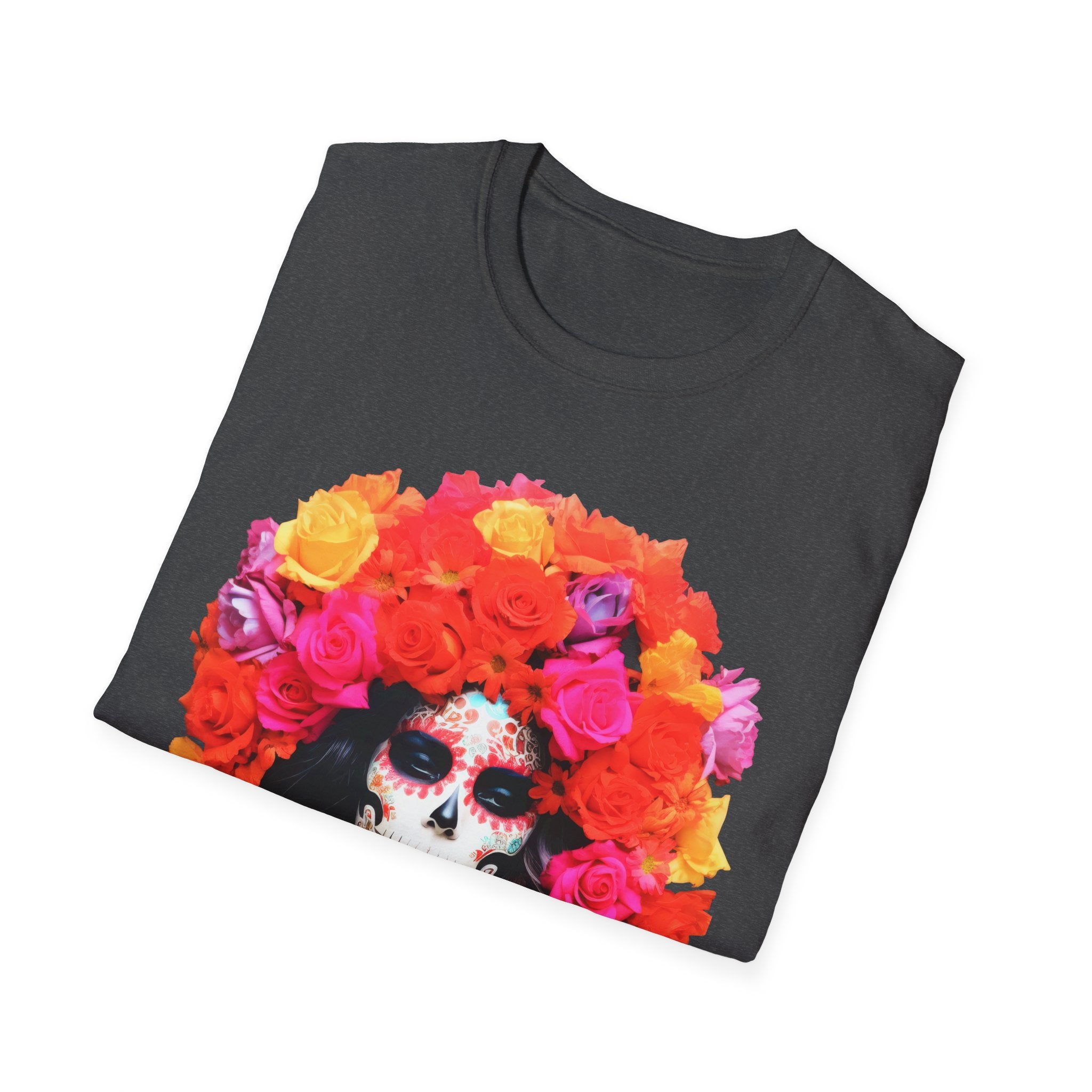 Day of the Dead Sugar Skull Woman T-Shirt - Floral Calavera Tee