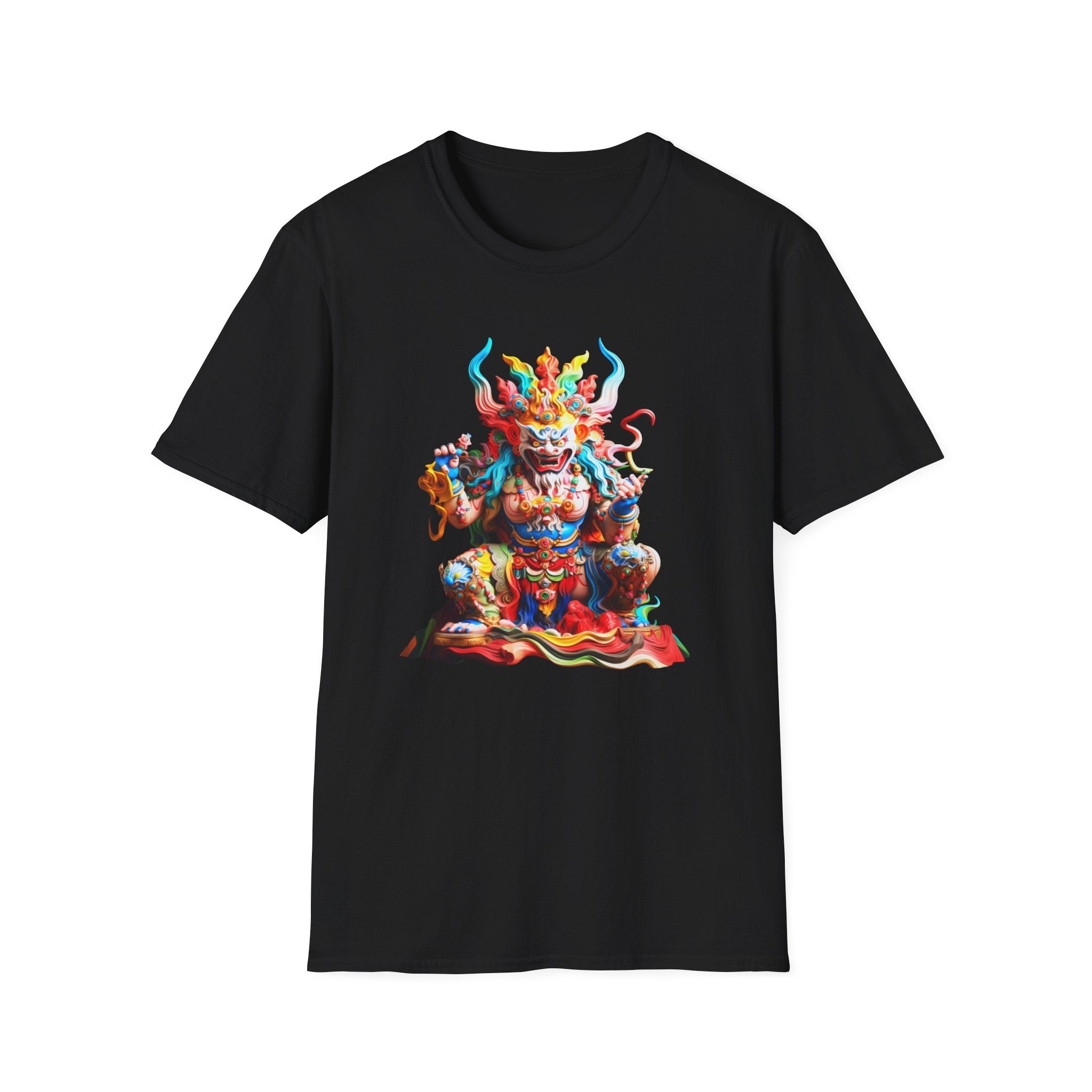 T-Shirt — Vibrant Mythic Demon Illustration with QR Code Back